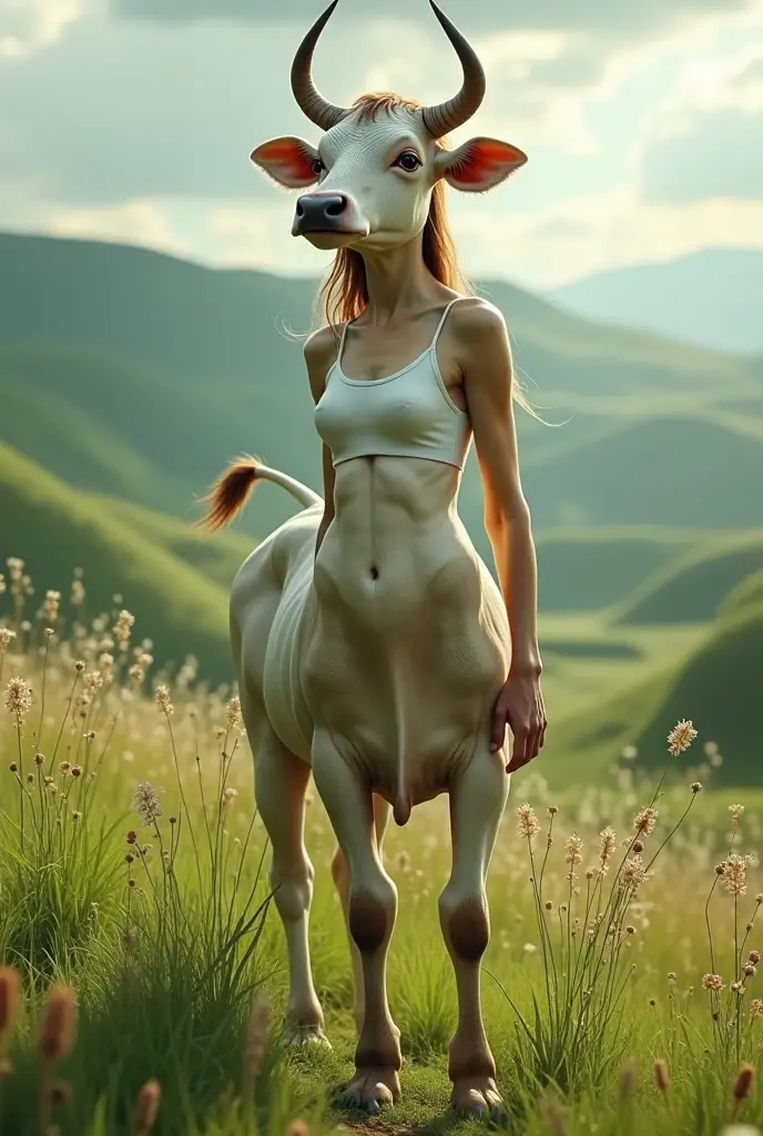fictional character, female centaur, lower body, solo, 1girl, fingersmile, own hands together, foggy atmosphere, Craspedia \(flower\), floral background