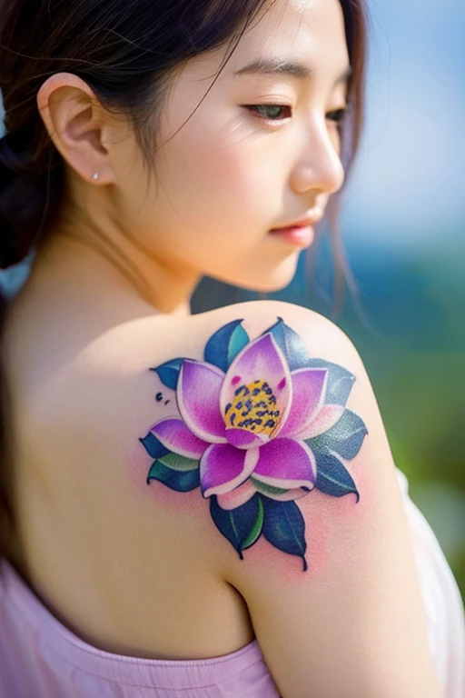 Georgeous, Beautiful, Cutes, Baby Face, 20 Years Old, White Skin, Sleeveless, Cleavage, Large Breast, Large Chests, ((Pink-Blue Pastel Coloured)) Off Shoulder Japanese Kimono, Lace Kimono, Embroidery Kimono, Muscles, Athletic, Girly, Japanese Vintage Background, Twintails, Hair with Bangs, Open Mouth, Masterpiece, Adorable, Beautiful Large Eye, Dramatic Vintage Lighting, (Yakuza Tattoo), ((Tattooed:1.1)), HDR, Fish Gape Selfie