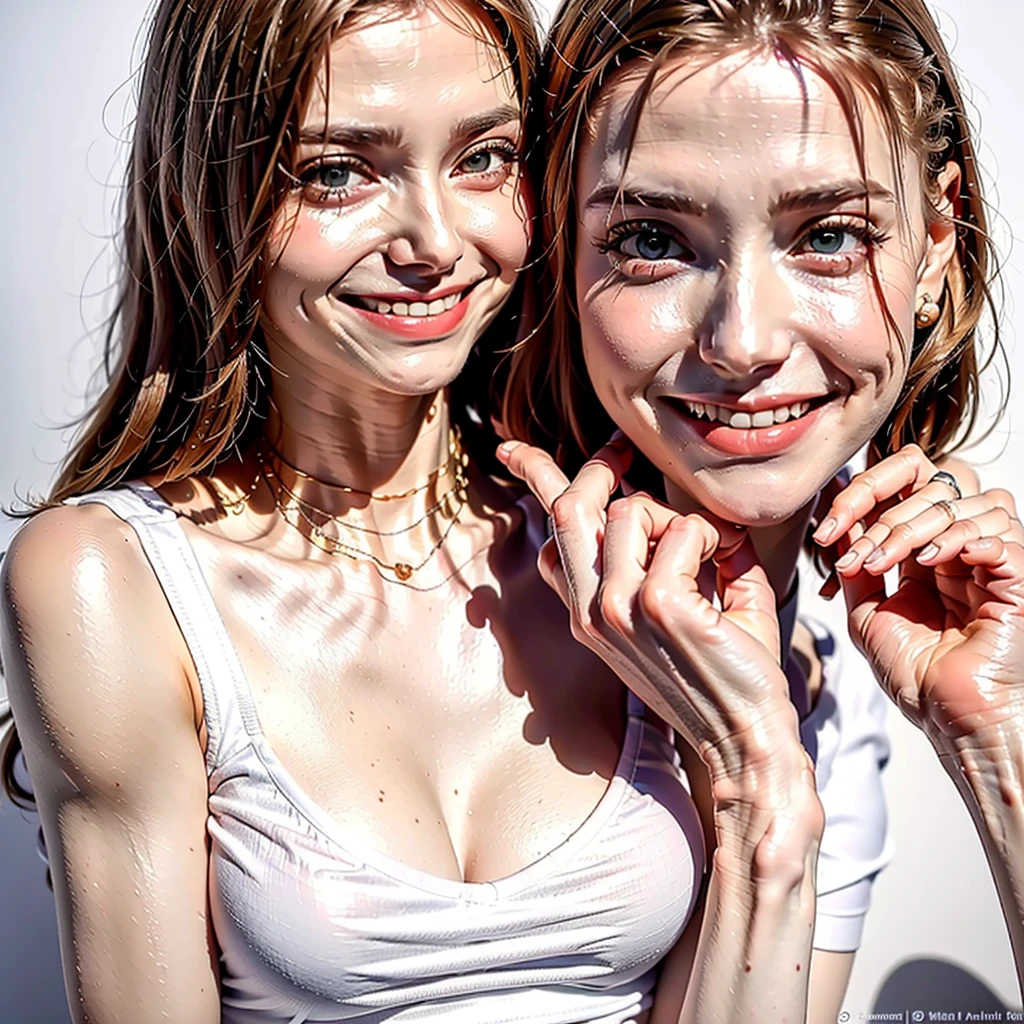 image featuring the two Italian girls nude in their twenties playfully covering their long straight voluminous brunette hair with gum paste, . The paste is sticky and covers their hair with an even more increased amount of paste on them and around the market!