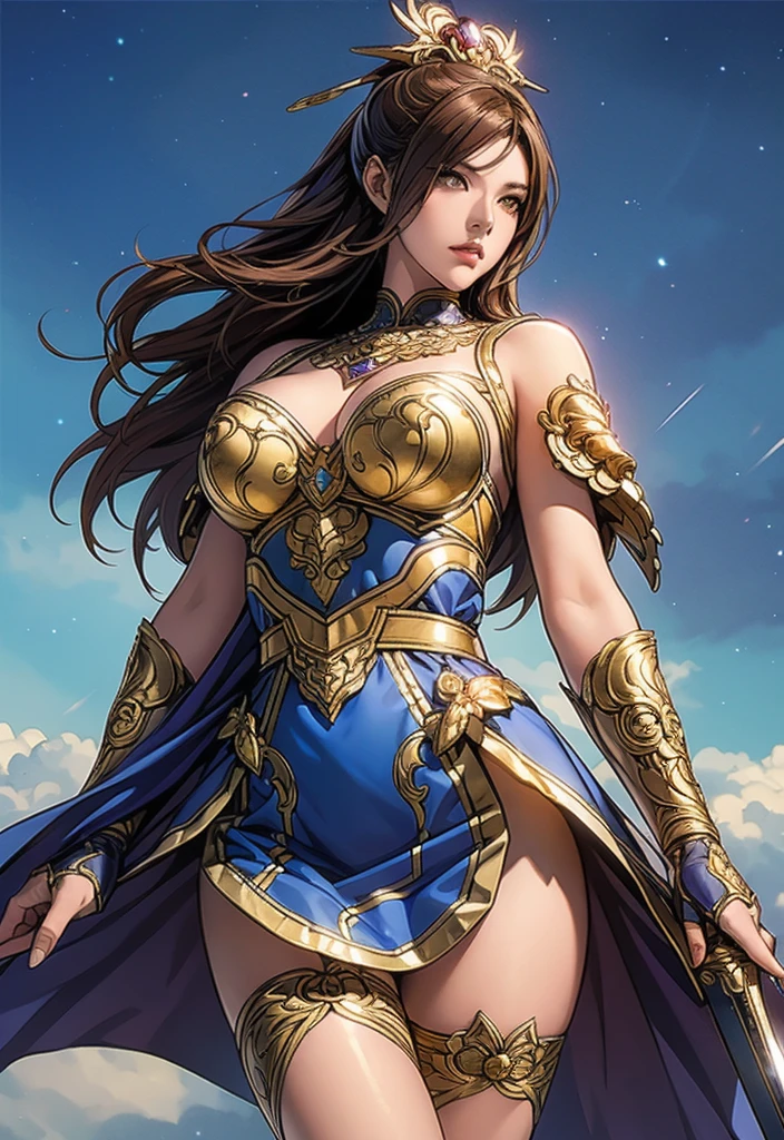 sexy Athena, brown hair with cosmic Ancient Greek armor high resolution (UHD) (8K)