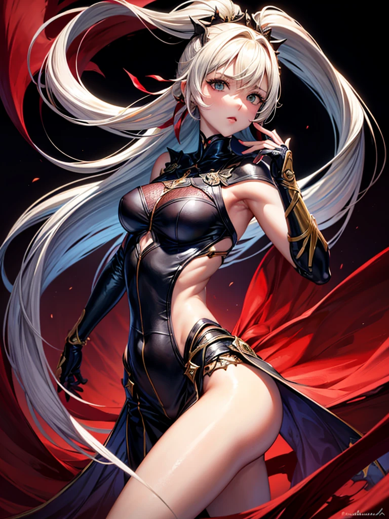 ((masterpiece)), (((best quality))), ((ultra detail)), ((illustration)), ((semi-realistic)), (reflections), sharp focus, front lighting, intense shadows, (beautiful detailed eyes), eyelashes, (extremely delicate and beautiful girl), ((red eye)), silver hair, (jacket), (trousers), long hair, (wielding a katana), ((detailed eyes)), ( cold-blooded), medium chest, shiny skin, cinematic lighting mask, ray tracing, depth of field, dynamic angle, looking at the viewer, ((epic background)), (blood on the face 1.2), (difficulty 1.4), highly detailed fingers, highly detailed hand, highly detailed full body, highly detailed face and eyes, fully body views, standing, high detail legs, solo girl, in skin-tight dressed, details, ((chest open)), ((highly details legs)), ((highly detailed thigh)), detail cleavages, Breast shows, detail navil, highly detailed hand, highly details separate legs, masterpiece, great lighting, (open up lags), beautiful body girl, wet hair, details long hair, white skin, Head to legs show