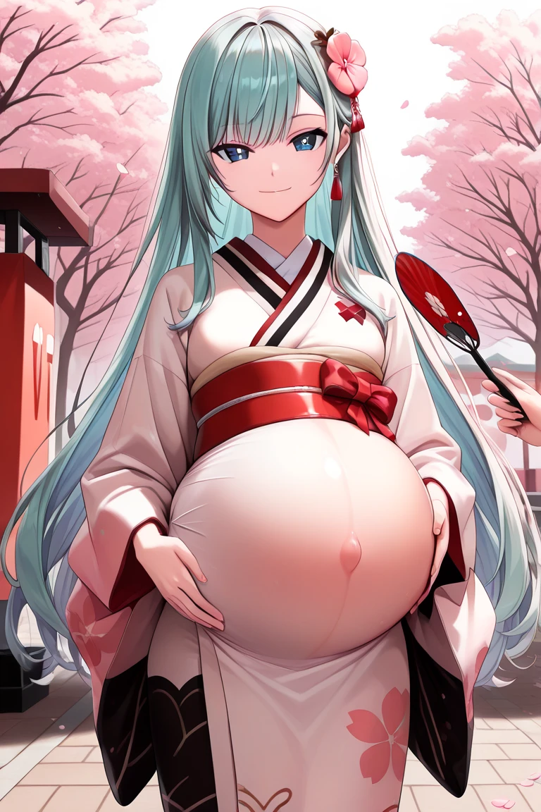 White hair girl in a shrine maiden outfit, raped and impregnated by man, restrained by man from behind, mans dick inside her pussy, man holding one of her breast, slightly pregnant belly, long hair, fluffy white eye lashes, fluffy ears, flower in hair, cleavage, Feminine smile, graceful movements, defined curves, cat walking next to her looking up happily, Cherry blossoms, peaceful atmosphere, Flashing of panties playfully, Nipple slip, large plump detailed nipples lactating milk, spraying milk from nipples, Orgasuming, mans dick in pussy, extra horney expression,