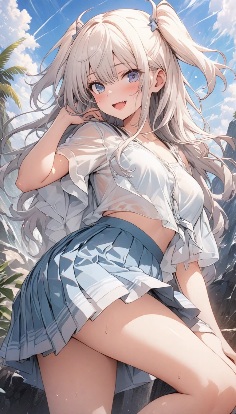 (masterpiece, Highest quality:1.2), , flat chest, alone,Are standing_Split, Long Hair, Summer clothes, skirt