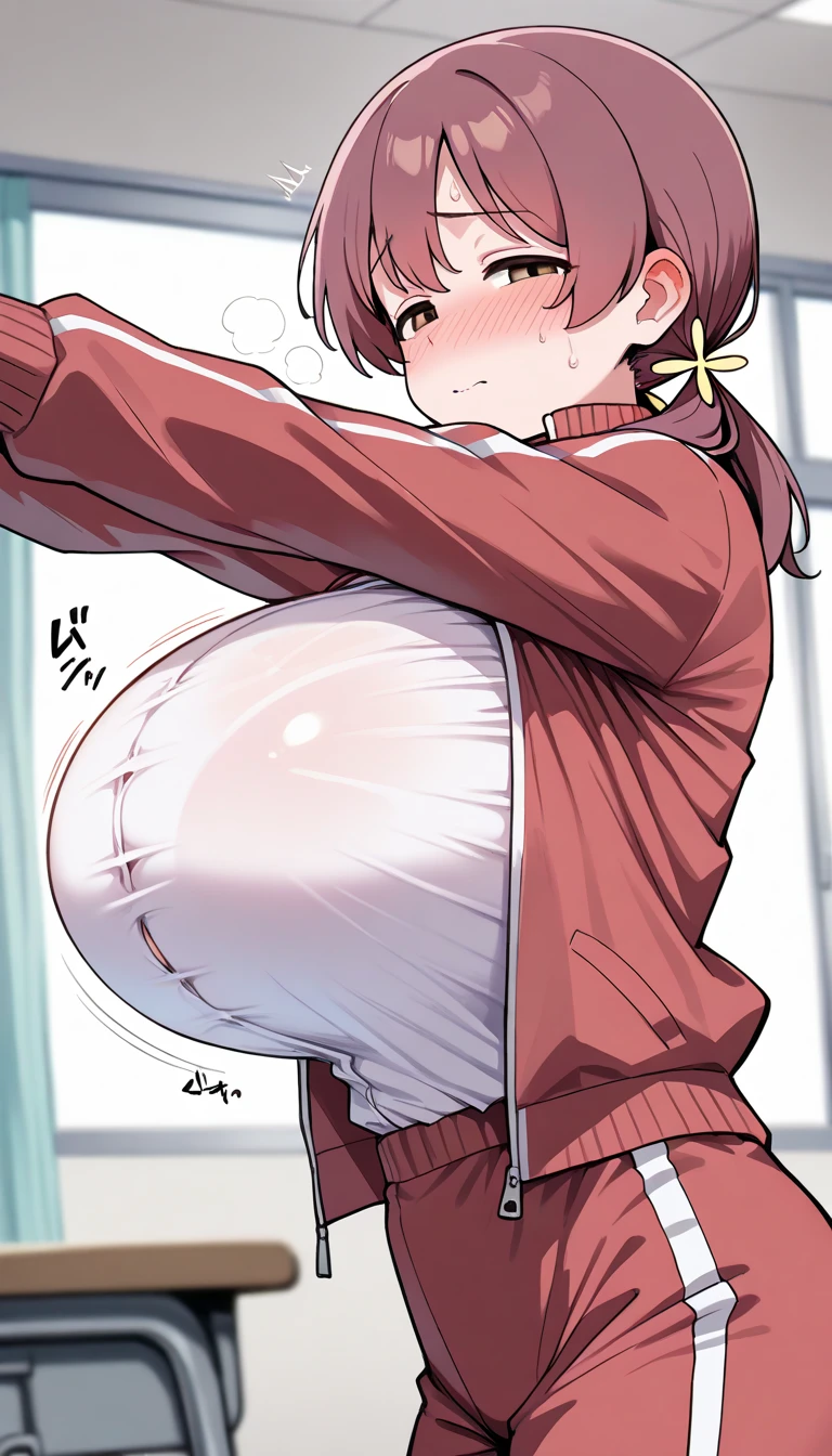 (8k, masterpiece, expensive, Ultra-fine illustrations, Blank Background:1.5), Perfect Anatomy, Single Shot, (From the side, whole body:2), (alone), (Completely naked), Brown Hair, Short Hair, Squint your eyes, boy, (school uniform, Top-heavy, Huge breasts:1.5), attractive, (steam)