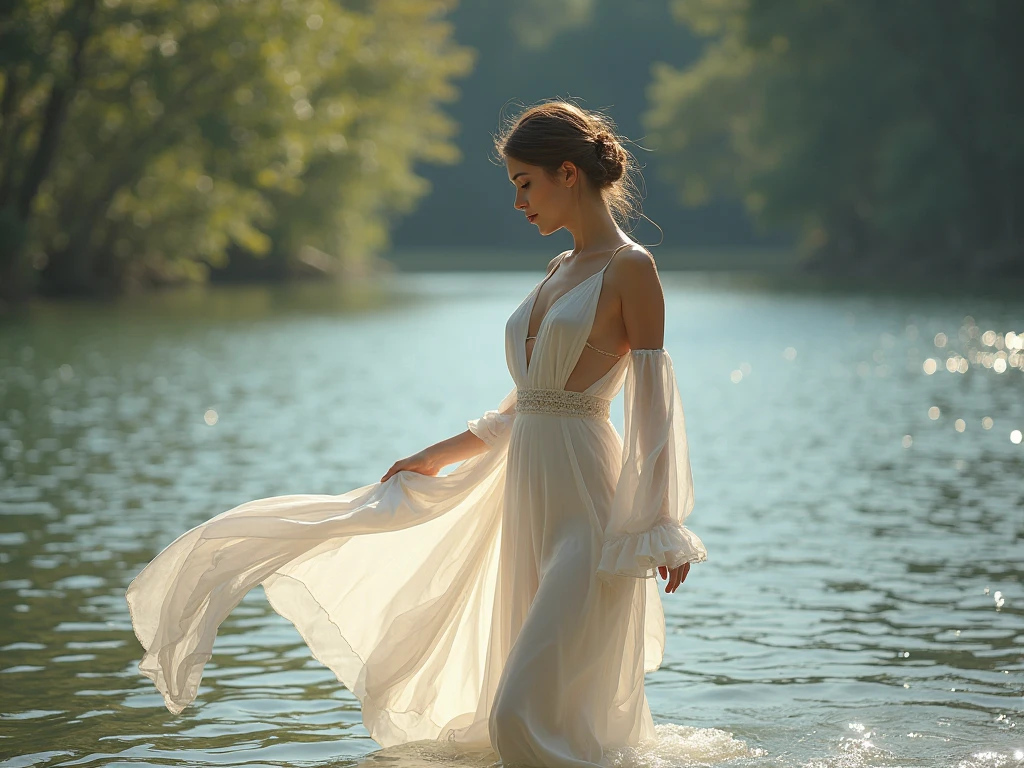 being thin、Photo of gorgeous 20-year-old Finnish fairy wearing (White flowing dress:1.2) And (Delicate fairy wings:1.2), Grinning, (looking in camera:1.1), (Sateen:1.1), On the beautiful seaside:,, masutepiece, Barefoot, (Natural lighting:0.8), 8K, ((Realistic)), F/1.1, , the woods、covering the navel、hiding breast、Hide legs、(Curvaceous)femele(flawless skin:1.11)And(teats:1.1)、A smile、full body Esbian、Beautiful standing figure、Sea Fairy、Beautiful summer sky、Beautiful white shells
