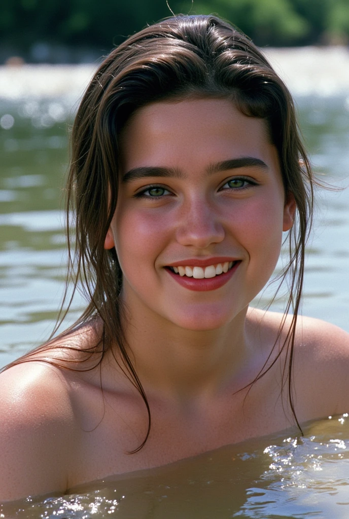 Audrey Hepburn in the blue lagoon completely naked and smiling