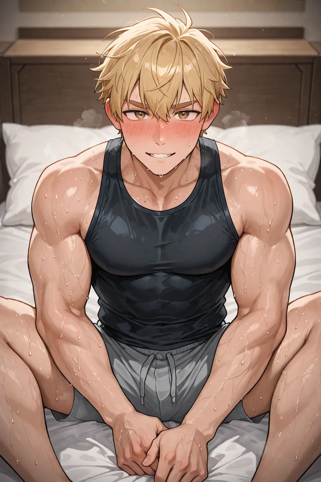 yellow hair, perfect host boy, man, fitness guy, one guy