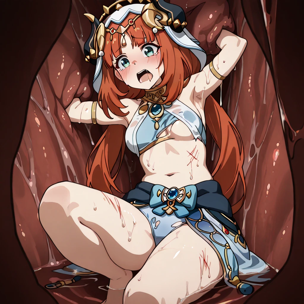 Quality, ​masterpiece, muito detalhado, 1 girl, NUDE, bare naked, naked, Brustwarzen, arm up, stupid fucked, tied up, ahegao, cum in pussy, (spreading legs), (lie down), (on the back side), after sex, Full body, viens, blush, ashamed, tied upe, Arme tied up, sehr very younges Mädchen, very young, naked, Full body, tied upe Arme, tied upe Beine, tied up, Angst, blushes, ashamed, arm up, beg, Giant breasts, arm up, tied up, tied up, Arme tied up 