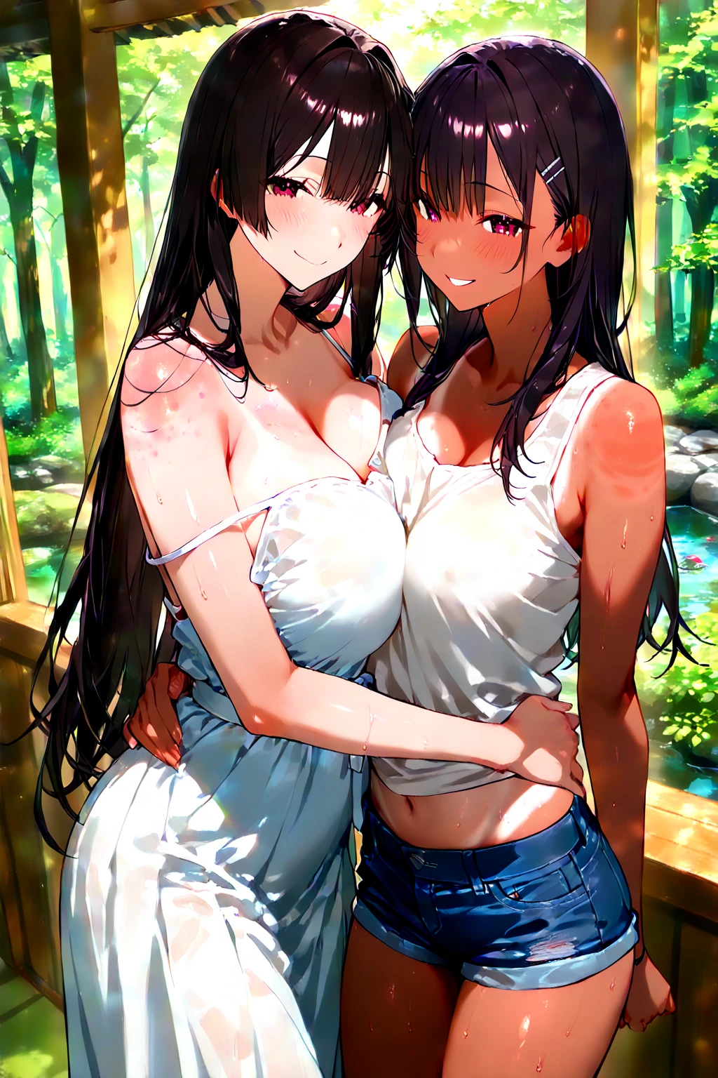 (top quality picture、masterpiece level、very high res、超A high resolution,High-quality detail)、(A 24-year-old woman with perfect and ultimate beauty.,beautiful breasts and body shape,Beautiful body,美丽的面容:1.5)、large pink,Wide variety of hairstyles,colorful and beautiful hair,Realistic textures,(((fullnude,barechested,Pubic hair is visible))),Bright smile,Mouth opens,Hair flutters under the influence of the wind,Hot Spring Ryokan,Openair Onsen,The cherry tree,Beautiful Landscapes,(The whole body,thigh visible,accurate anatomy、extremely detailed picture、Accurate images、Perfect Image 1.5)、beautiful anime woman, Beautiful Art Style, an animated character、The whole picture、Detailed picture、Defect-free images、natural soft light、beautiful image,(Best Shot 1.2)