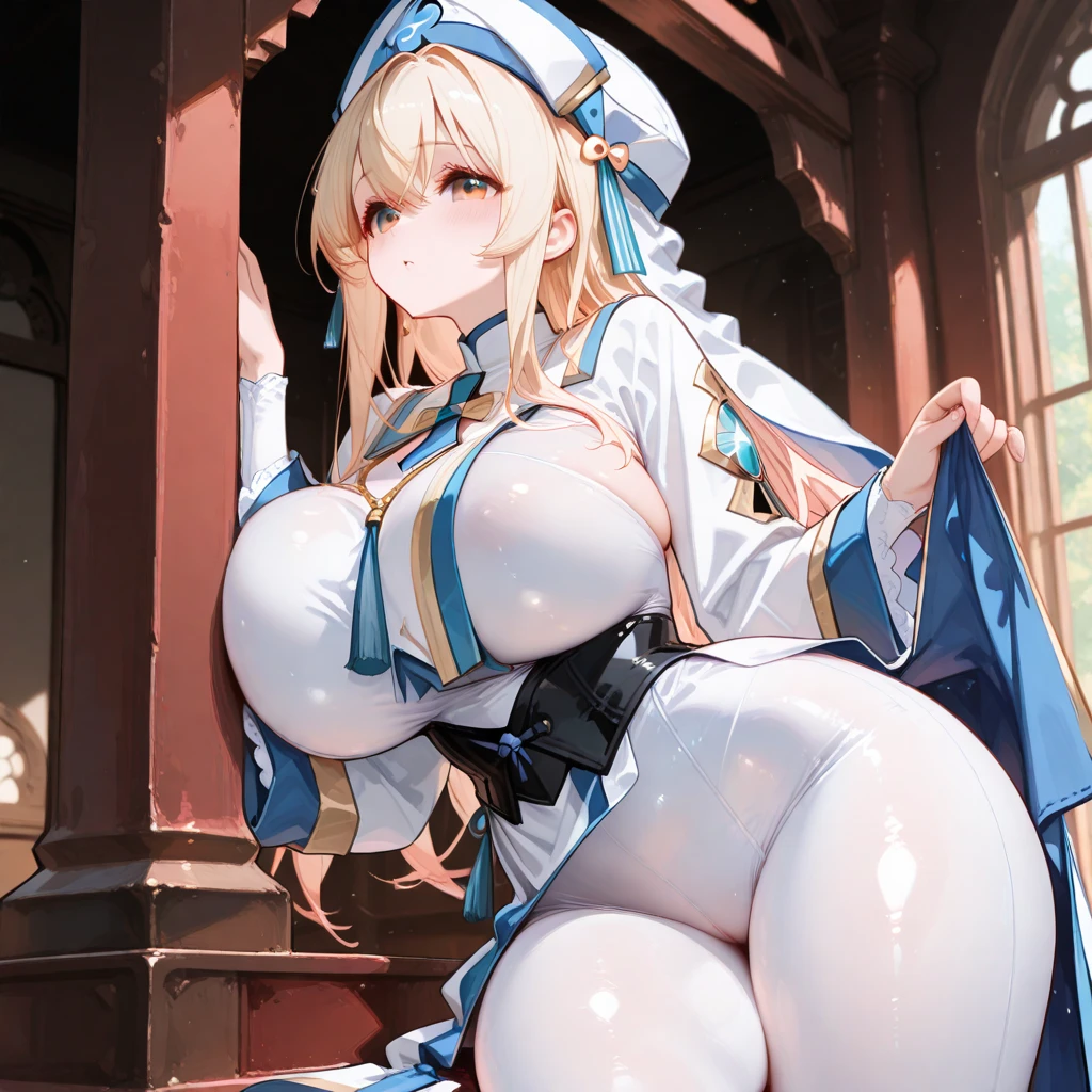 Beautiful, masterpiece, Best Quality, ultra-detailer, 1girl,pregnant,long hair, gold hair, half cut hair,frown,tears,sitting,PrisonerCh,striped clothing,striped outfit,prison, chain hand,pregnant , torn clothes,, chained_up, , arms up,nipples,eyepatch, breasts out,super gigantic breasts, Hyperpregnant