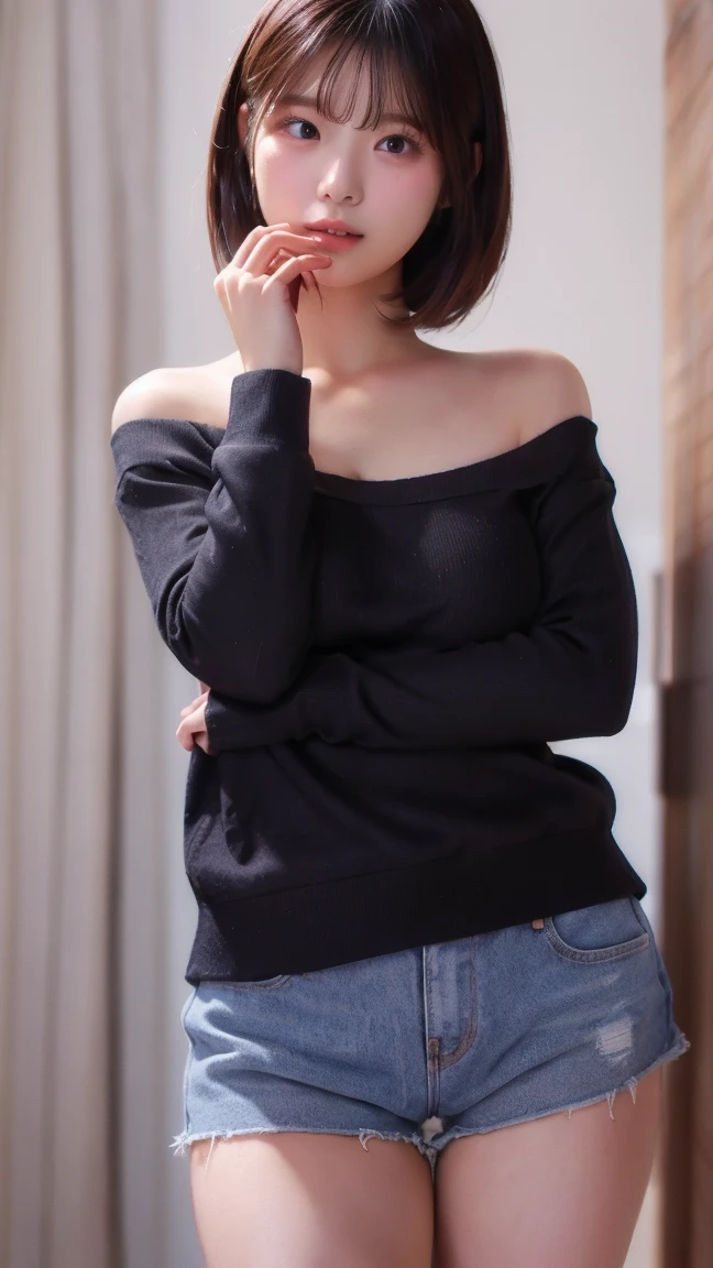(masterpiece, best quality:1.2) 1girl, solo, fringe, oversize clothes , saggy large breast sfw, a woman in a black top and jeans leaning on a railing, a picture by Niko Henrichon, trending on pexels, aestheticism, camera angle looking up at her, modeling photography, on rooftop, casual pose, casual photography, camera looking up at her, looking from slightly below, shot from below, woman posing, realism, amateur photo