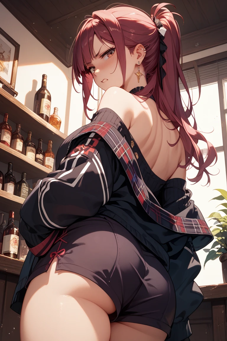 best quality, official art, masterpiece, textile shading, HDR, very detailed, colorful, best details,Recall,A group of female adventurers set in a medieval fantasy world.3people々,Dancer、 (At the pub), Mr...々Hairstyle, Harem, night, detailed aspects, Takashiro Hiroko:1.5, Takashiro Hiroko:1.3, Long Hair, Shaggy Cut, Red Hair、Very short pleated mini skirt with embroidered pattern, Seduce, No sleeve, armor 、肩armor、Showing off her pink plaid panties:1.3、Big Breasts、Big Ass、Wide waist、Roll up your skirt,Knee socks,