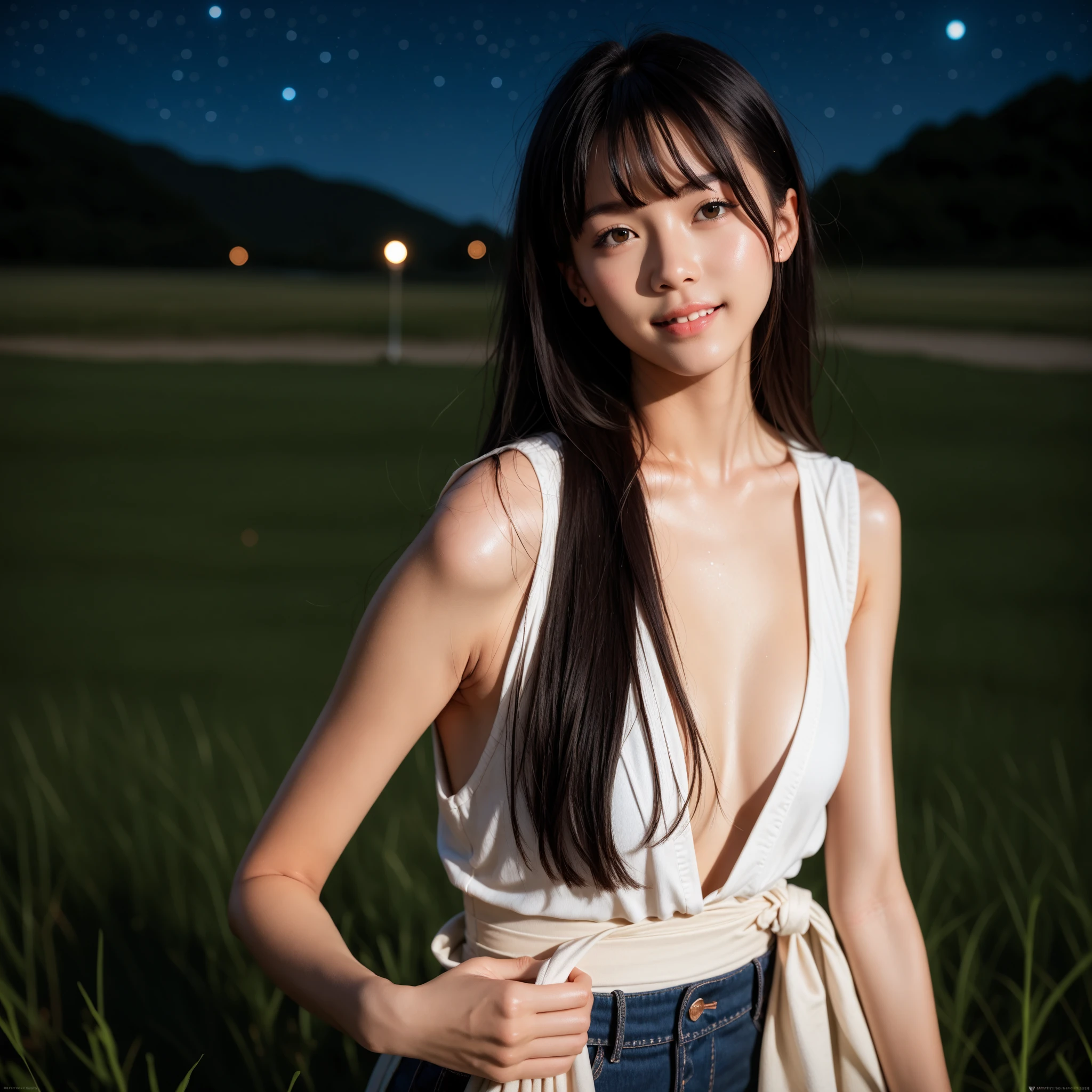 ((((nude))))Highest quality, expensive_solve, clear_image, Detailed Background, girl, flower, garden, Starry Sky,