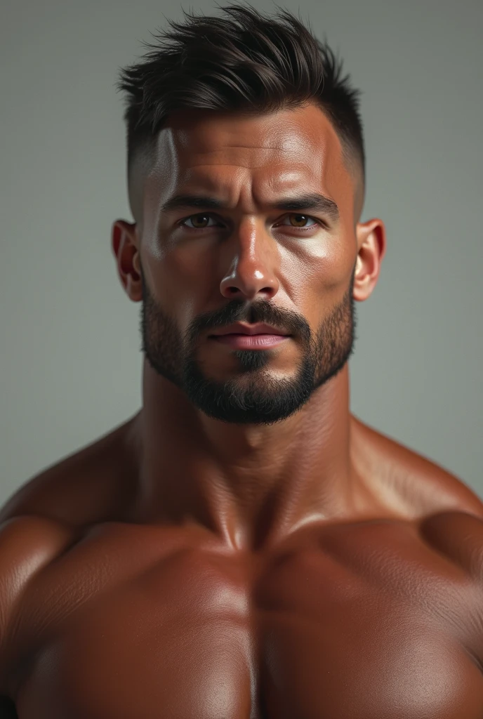 The world's sexiest handsome muscular hunk, masculine facial features, stubble, Intricate details, cocky smirk, hairy muscular chest, soaked all over, cinematic texture, best quality, bright dynamic lighting, warm colors,
