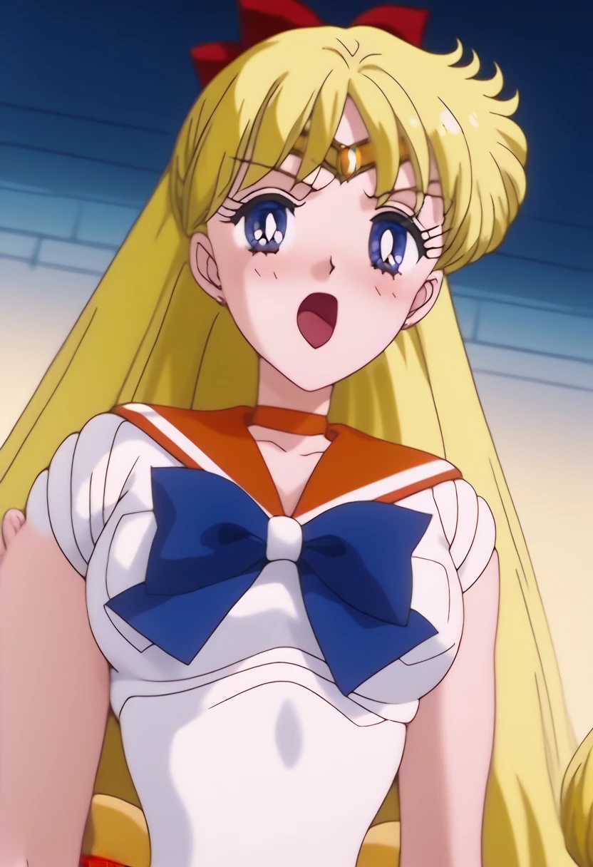 (Gonzo, 1 boy, faceless man, Gonzo Paizuri, Paizuri:1.4), hetero, highest quality, High resolution, bedroom, upper body, 1 girl, (huge breasts:1.4), long hair, colorful hair, gradient hair, blush, wavy hair, (open mouth, double teeth)、 (the heart has spoken:1.2)、(embarrassing, look down:1.2, troubled face), plump body、sailor moon、blonde hair、