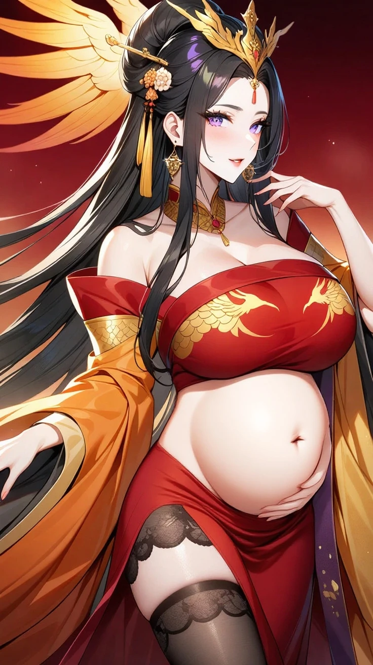 A stunning painting of Song Hye-kyo, renowned South Korean actress, model, and dancer, in a mesmerizing mahwa art style. She is dressed in a traditional Korean hanbok, her hands delicately tied together behind her wall high with a shimmering gold chain. The soft folds of her exquisite hanbok drape seductively over her body, accentuating her curves and revealing her toned thighs. Her head is slightly tilted back, and her eyes are closed, as if lost in the melody of an enchanting song. The background of the painting is a blend of vibrant reds, oranges, and yellows, creating a warm and inviting atmosphere that perfectly complements Song Hye-kyo's ethereal beauty. The contrast between her pale skin and the rich colors of her hanbok is striking, drawing the viewer's eye to every detail of her flawless features and alluring figure. The pose, with her hands tied behind her back wall, adds a sense of vulnerability and intimacy to the image, making it both alluring and captivating.