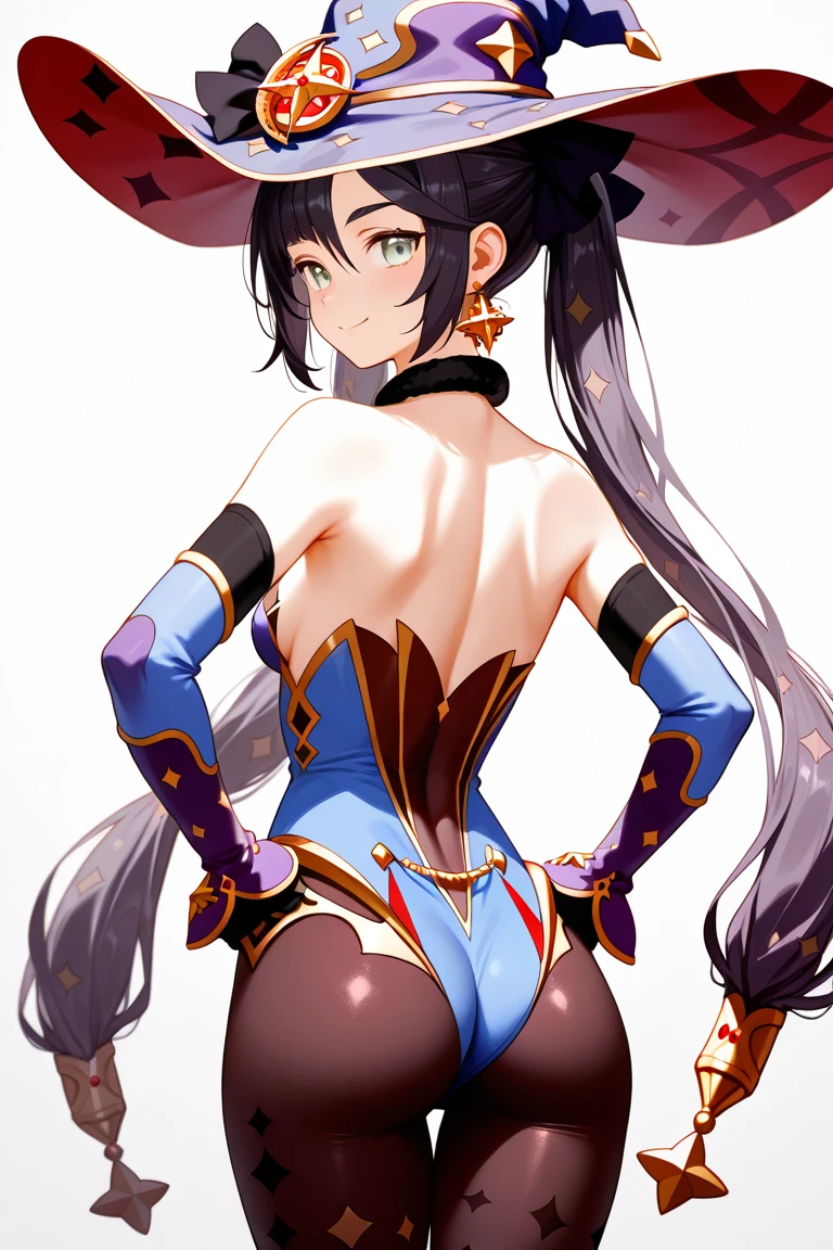 Obra maestra, La mejor calidad, 1girl, tiene, senos, solamente, pantys, Cacampanao largo, Mona (Impacto de Genshin), colas gemelas, cacampanao negro, Mirando al espectador, sombrero de Santa, leotardo, Guantes, senos medianos, pantimedias negras, moneda, tacones altos, Ombligo cubierto, campana, calzado rojo, tenencia, cabo, flequillo, guantes de codo, Sombrero rojo, boca cerrada, Retention bag, adorno para el cacampanao, muslo, Adorno de piel, Pelo muy largo, sonrojarse, estrella (simbol), Guantes rojos, Muslos, Adornos dorados, capa roja, Tiene adorno, Mangas separadas, cinta, ojos grises, Disfraz alternativo, Correa para el muslo, Cejas en forma de V, ojos negros, brazos ARRIBA, Pierna arriba, pierna alta, cacampanao flotante, Underboob, hombros desnudos, bodystocking, De pie, de espaldas, culo perfecto, cintura estrecha, muy delgada, back view, backview, espalda bonita, medias negras