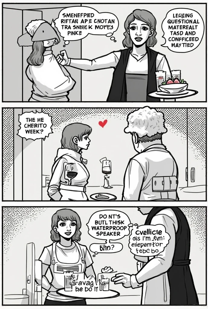 a mother and her son, illustration of several images as if for a comic strip, mother drinks a love potion, mother blushes, son is embarrassed, the mother wants a sexual relationship, big , sexy mother, young son, the mother has  on the screw,  on the sister's face