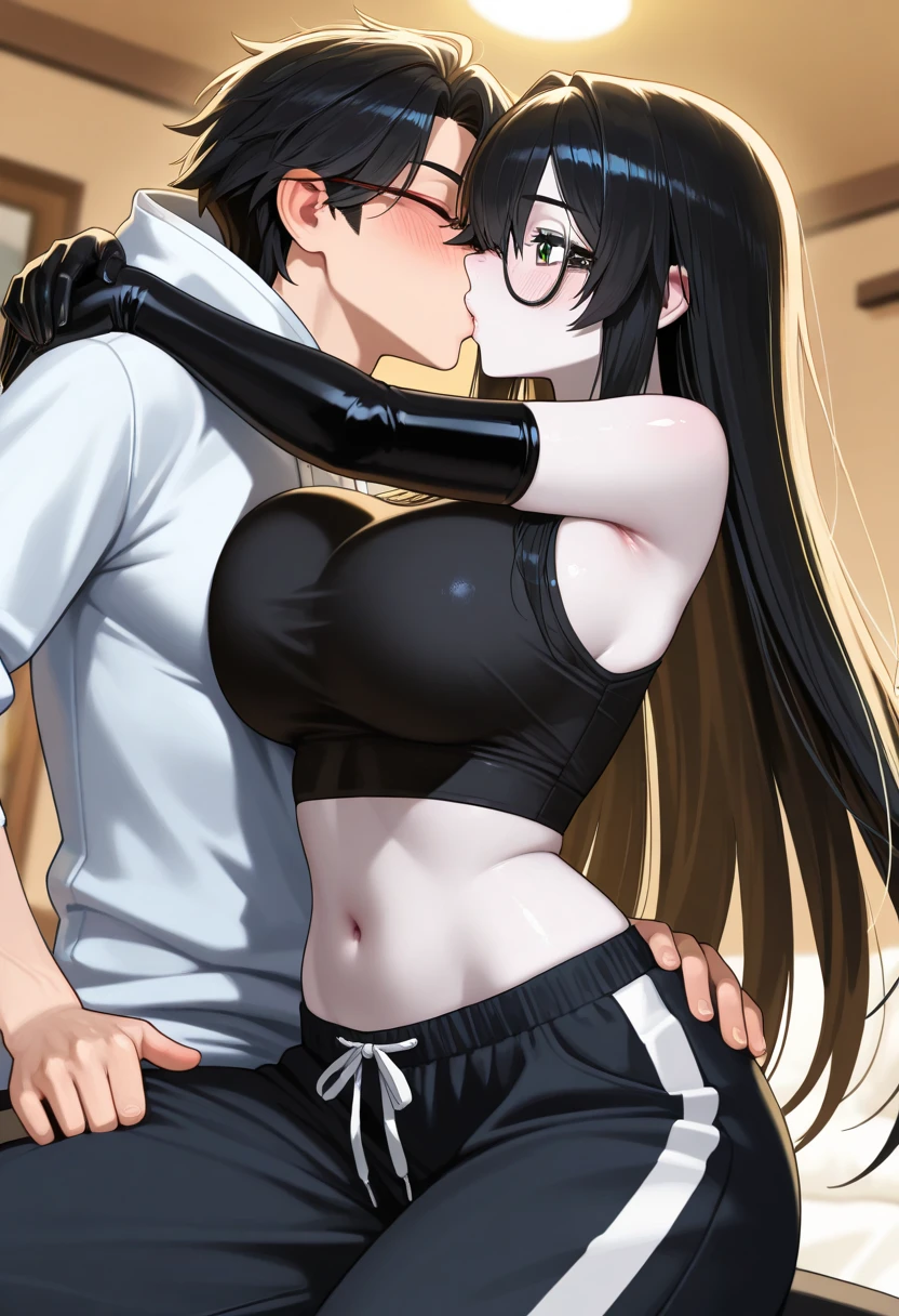 nsfw,(software:1.5), (Random color racing suit、Torn clothes:1.5)、long dark brown wavy hair、Droopy eyes, Thick thighs, How stupid, liar, bed, Open legs, detalled, Spread your legs, Show your side, Down the Out、Sexual fluids overflowing、Insert a thick penis、(Girl trembling with sexual climax:1.5)、vagina、Sex、Tears are overflowing、Glasses、(Dynamic pose)、(Vigorous movement:1.7)、Sloppy body、Dynamic Angle、Fuck from behind、Torn Stockings、gangbang,3boys、((Ahegao))、Disturbed Female Teacher