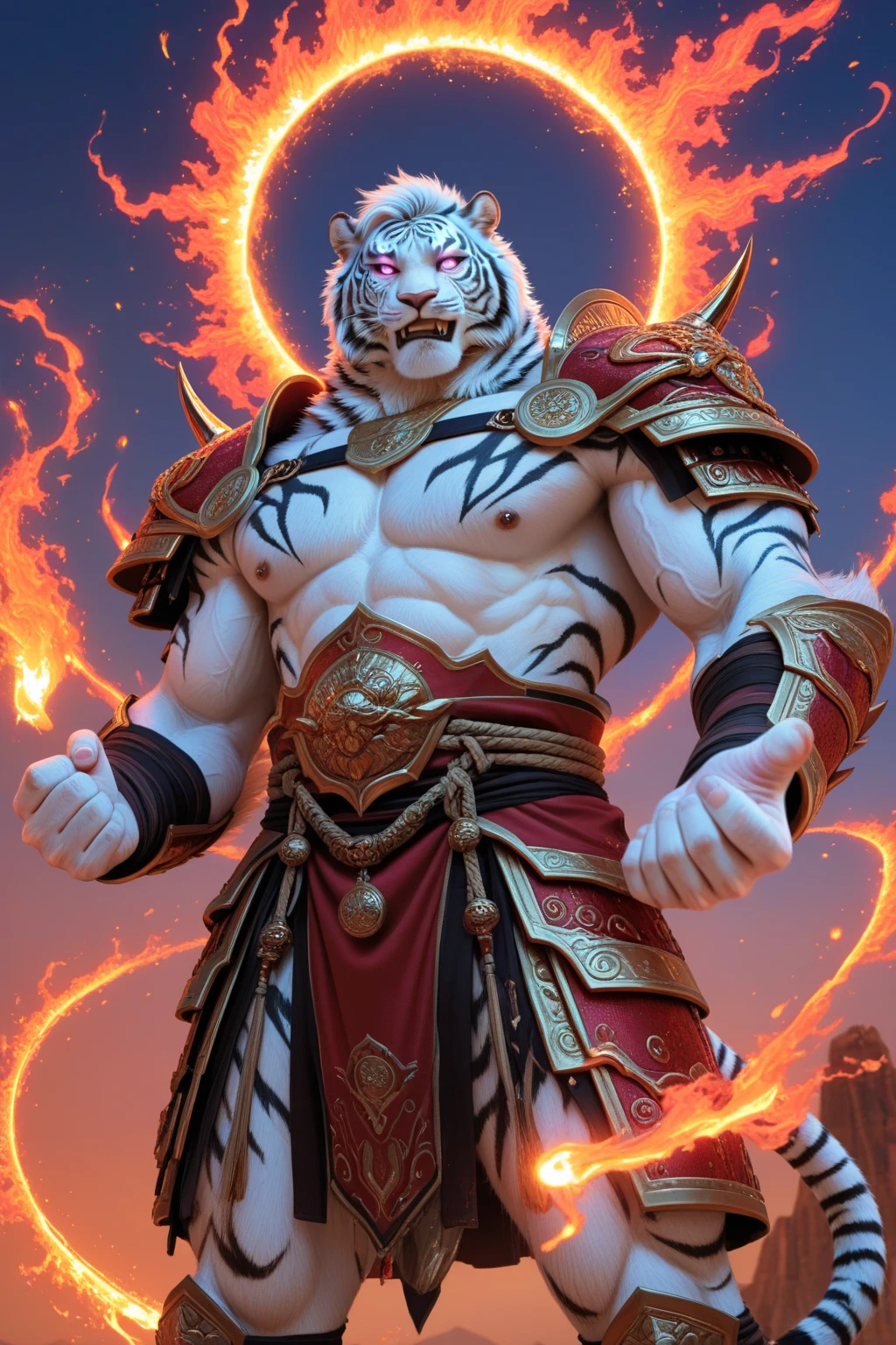 linhu,Solo,(Anatomically correct:1.7),Penile erection,Bala,Dreamy background,Lotus position,Bring your palms together,Sanskrit golden wheel on the back,Flying golden Sanskrit,kindness, divinity,Divine light,Holy light,Boundless light,Magnificent sunset background,rendering by octane,gorgeous features,Beautifully detailed eyes,Intricate fur,Detailed face,Perfect skin texture,extreme hight detail,Full body view,Cinematic lighting,Professional lighting,Centered, looking at the camera in,8K,shooting with Hasselblad X1D-50, maximum focus, Depth of field, Perfect lighting, Light particles,(Best quality),(Masterpiece),(Ultra detailed),Sharp focus,Light particle muscles, big muscular male, Bala, Mature male, of a shirtless,Blue loincloth,nipple bump,Large balls and sheaths,(Penile erection :1.7),A veined skin masterpiece,Delicate crystal golden eyes,Tiger tail, Show muscles,Extremely detailed, (Ultra-detailed, Perspective:1.0), Depth of field, Perfect lighting,Sharp people, Atmospheric, hyper photorealism,hyper HD, Detailed background, scenic, 3D, Light against darkness, Smoke,author:Rembrandt,by Pino Daeni,Snosco Report,e621, NSFW, (Dark shadows, Wide dynamic range, hdr),Full body view,Cinematic lighting,Professional lighting,Centered, looking at the camera in,8K, Yes,shooting with Hasselblad X1D-50, maximum focus, Depth of field, Perfect lighting, Light particles,(Best quality),(Masterpiece),(Ultra detailed),Sharp focus,Light particles