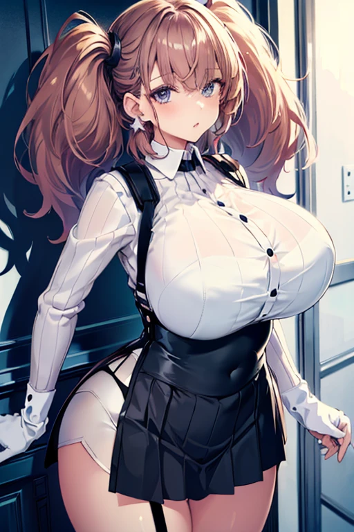 1girl, utsushimi kemii, boku no hero academia \\\\\ masterpiece, best quality, very aesthetic, absurdres, newest \\\\\\ slim body,///// ,by nyantcha,cutesexyrobutts , by khyle,,////// beautiful face, light brown hair ,plump and glossy lips, . , , dark brown eyes,, cap, black catsuit . She wears white cuffs around her wrists,,standing, white background, (rear view:1.2), ass view,big tits