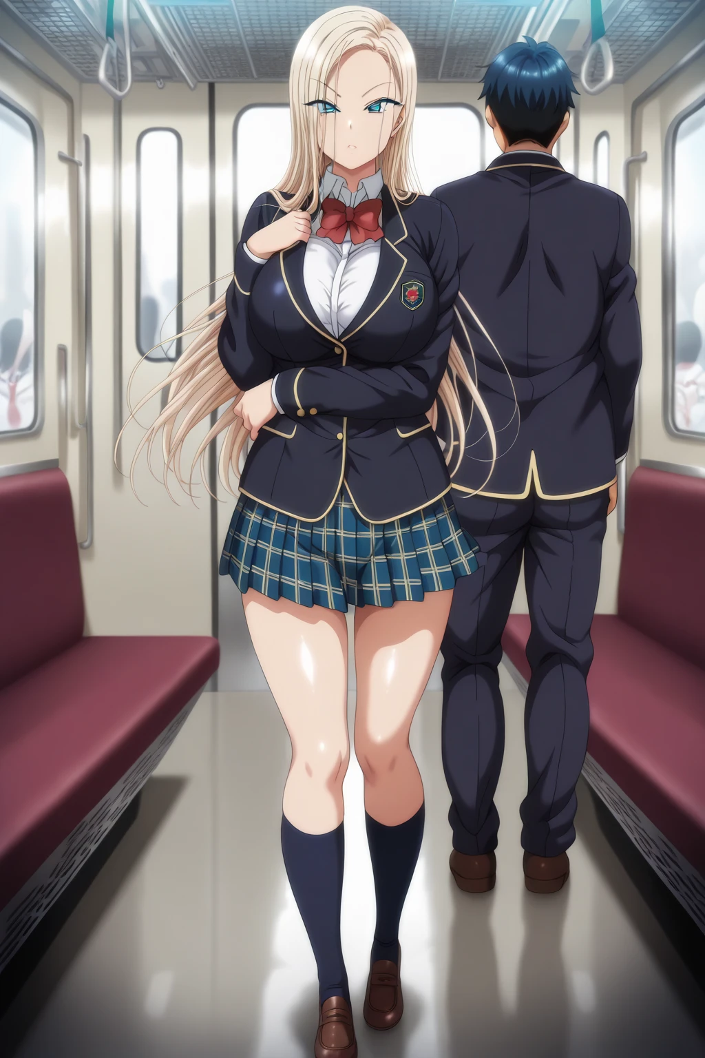 Get to grips, ,
High school girl grabbed by the buttocks on the train,
, pleated skirt,
Beautiful One Girl,
3 men,
(molestation),
Man grabbing girl's ass on train,
Man grabbing girl's chest on train,sex,score_9,score_8_up,score_7_up, best quality, masterpiece