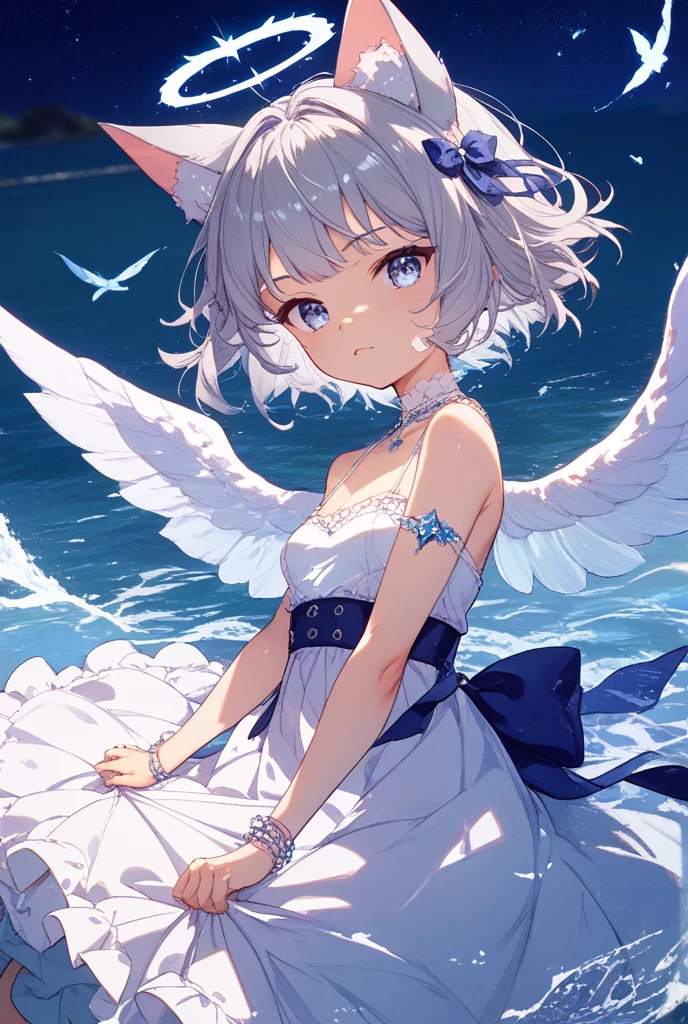Under the tree，Starry Sky，Blue Hair，Angel，Sing
