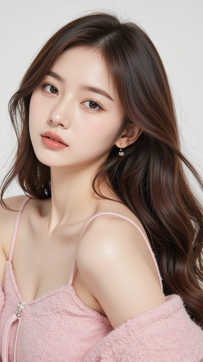 Turbulent posture、（extremely delicate and beautiful work）、（​masterpiece）、1girl in、girl with dress、high-detail、Lumbar leakage、Ponytail distortion、Charming look、Beautiful clear eyes、Blue eyes、delicate necklaces、Delicate earrings、Fairy ears、Simple background blur、Ultra-fine depiction、Beautiful fece、enticing、Ultra-fine painting、delicated face、Delicate figure、thin clavicle、Lovely lips、Beautiful breasts、Soft back、mix4、(8K、Raw photography、top-quality) 、​masterpiece:1.2)、(realisitic、Photorealsitic:1.37)、1 girl、cute little、A city scape、natta、Sateen、Wet、Professional Lighting、Photon mapping、Radio City、Physically Based Rendering、full body Esbian、Random hair color、