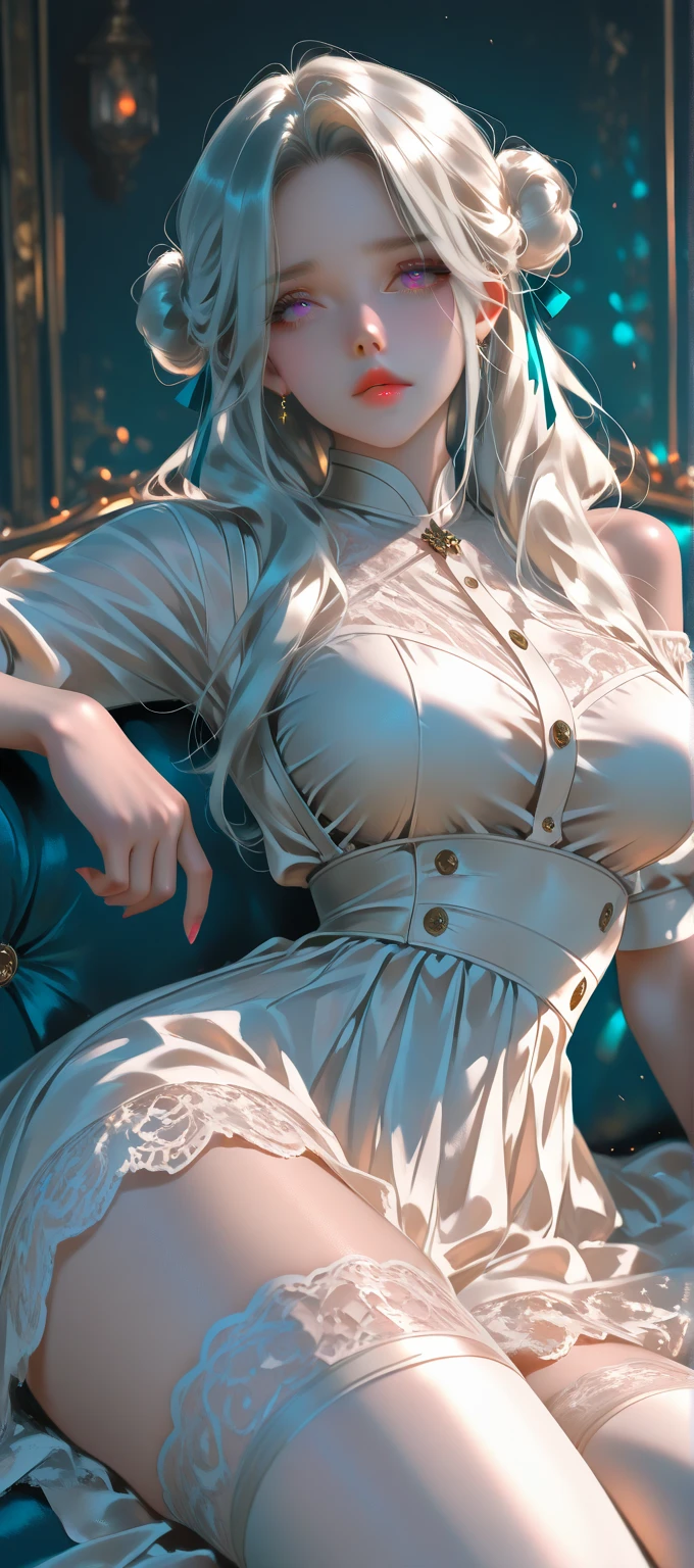 photorealistic, high resolution, soft light,1women, solo, hips up, shining skin, (detailed face), jewelry, tattoo, huge breasts, nun clothing