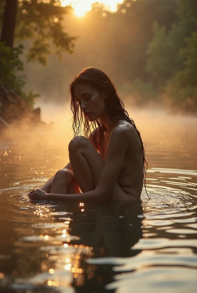 girl bathing nude