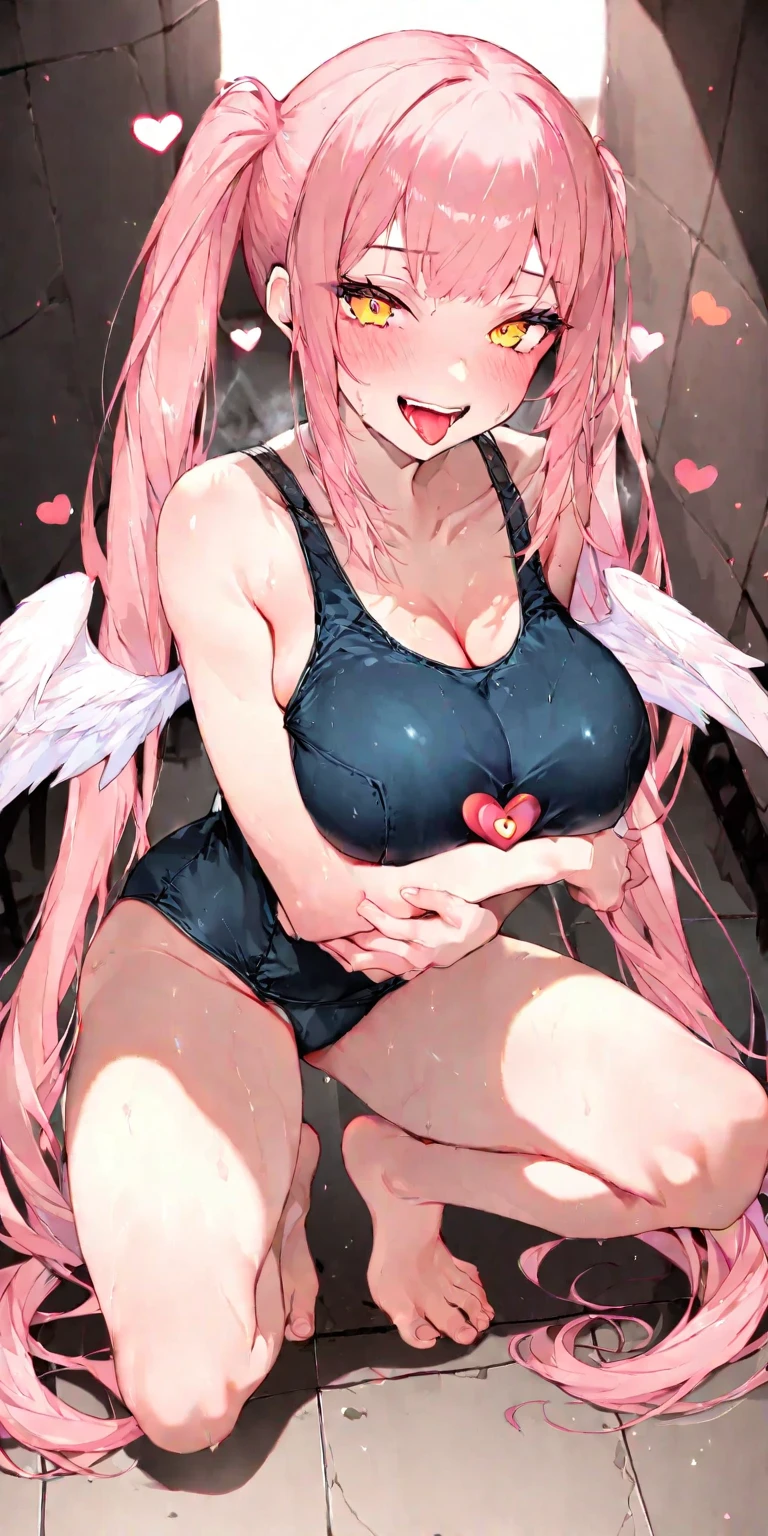 Jibril, upper body, blushed, perfect anatomy, extremely detailed eyes and face, vivid colors, sharp focus, naked, masterpiece:1.2, ultra-detailed, blushed, ((doggystyle)), (solo), pants, tank top.