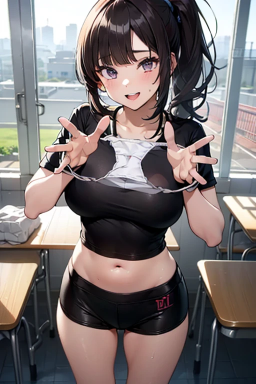NSFW、Primary school students、、Long Hair、((Small breasts、Small breasts、Angry))、((Sweating profusely、Sheer leotard、gym、Pink nipples))、Wearing a collar、Draw the whole body、Embarrassed