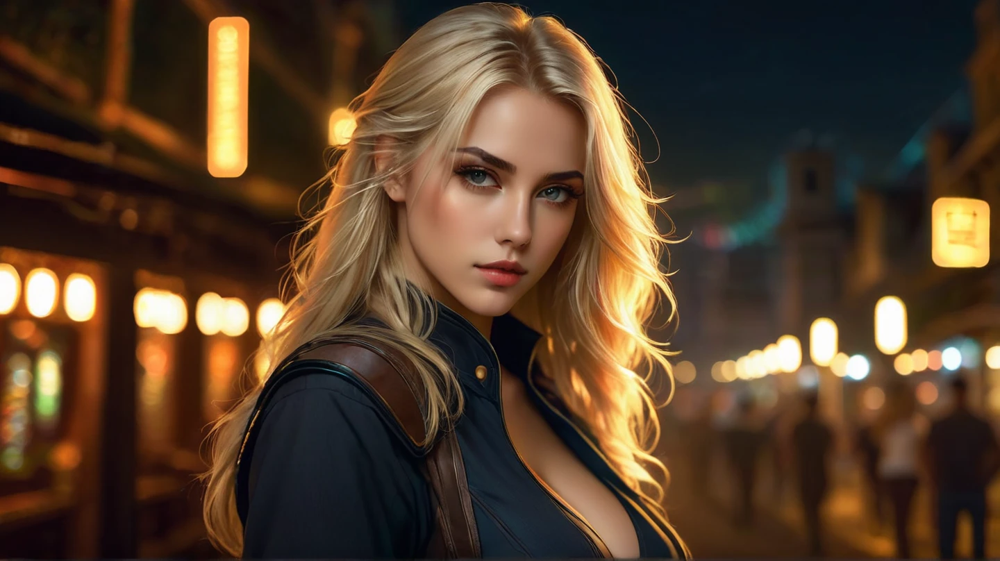 qualidade absurda. natural lightting. hiper-realismo. Fantastic illustration. Girl in red bathrobe, cabelo loiro, saindo do banho, fazendo sexo oral, on top of a building with the city of São Paulo, in the nighttime, com a lua cheia ao fundo.