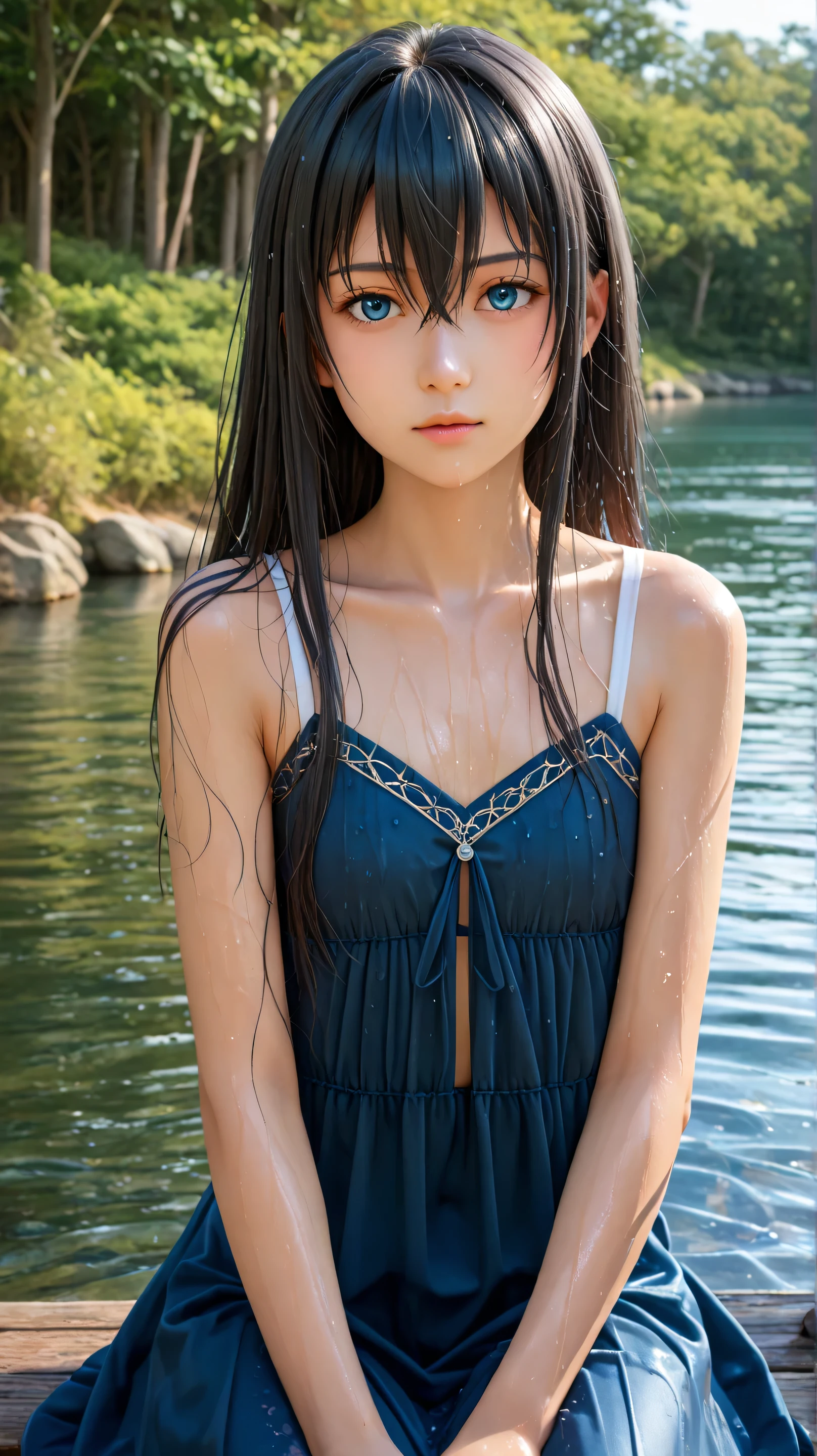 (best quality:1.2), masterpiece, Realistic, Ultra-high resolution,((a beautiful Japanese idol 12 years old woman:1.2)), (Gaunt:1.3), (((Very flat ?????:1.4))), ((Baby Face)), focus on armpit, ((show me her armpit)), (sweaty armpit:1.3), ((Armpits are wet and shiny with sweat)), She has skin that sweats easily Soaking wet, Sweaty, I can see my pores, (I'm teary-eyed), completely ????:1.2, ???????, (rabbit ears, black rabbit ears, fake rabbit ears, pantyhose, black pantyhose, bowtie, wrist cuffs:1.3), black leotard, (??????? chamber, prison:1.5) ,  (????, bed ,bondage, bound:1.2), (raise up arms:1.3), ((The shape of the pubic area)). (bound ??????????? legs, bound wrists, ?????? bondage:1.2), (???????????,frogtie,bound thighs:1.5), (lying, on back:1.5) ,cowboy shot