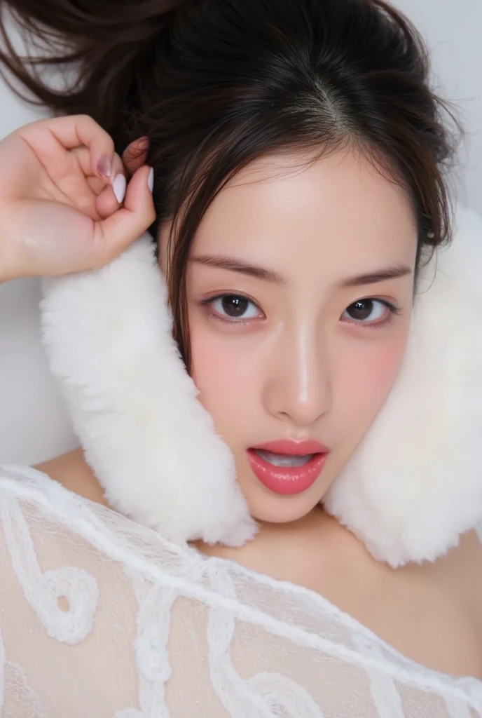 ulzzang -6500-v1.1, (1womanl), Beautiful, seducting smile, (Best Quality:1.4), (Ultra-detailed), (extremely detailed CG unified 8k wallpaper), Highly detailed, High-definition raw color photos, Professional Photography, Amazing face and eyes, makeup, game_nffsw, (tempting look), (amazingly beautiful girl), (((Body Towel , Woman wrapped in towel:1.3))), Curly 、交尾Curly、sexual excitement、AHE Face、insertion, Seductive, (Bedrooms:1.3), (View from below), On Body, Tindall Effect, Realistic, Shadow Studio, Rim lighting, dual-tone lighting, (High Detail Skins: 1.2), 8K UHD, Digital SLR, Soft light, High quality, Volume Light, Sneak Shots, Photo, High resolution, 4K, 8K, Background blur,　Colorful, Vivid colors,　shinny skin、Exposed thighs!!!、NSFW、