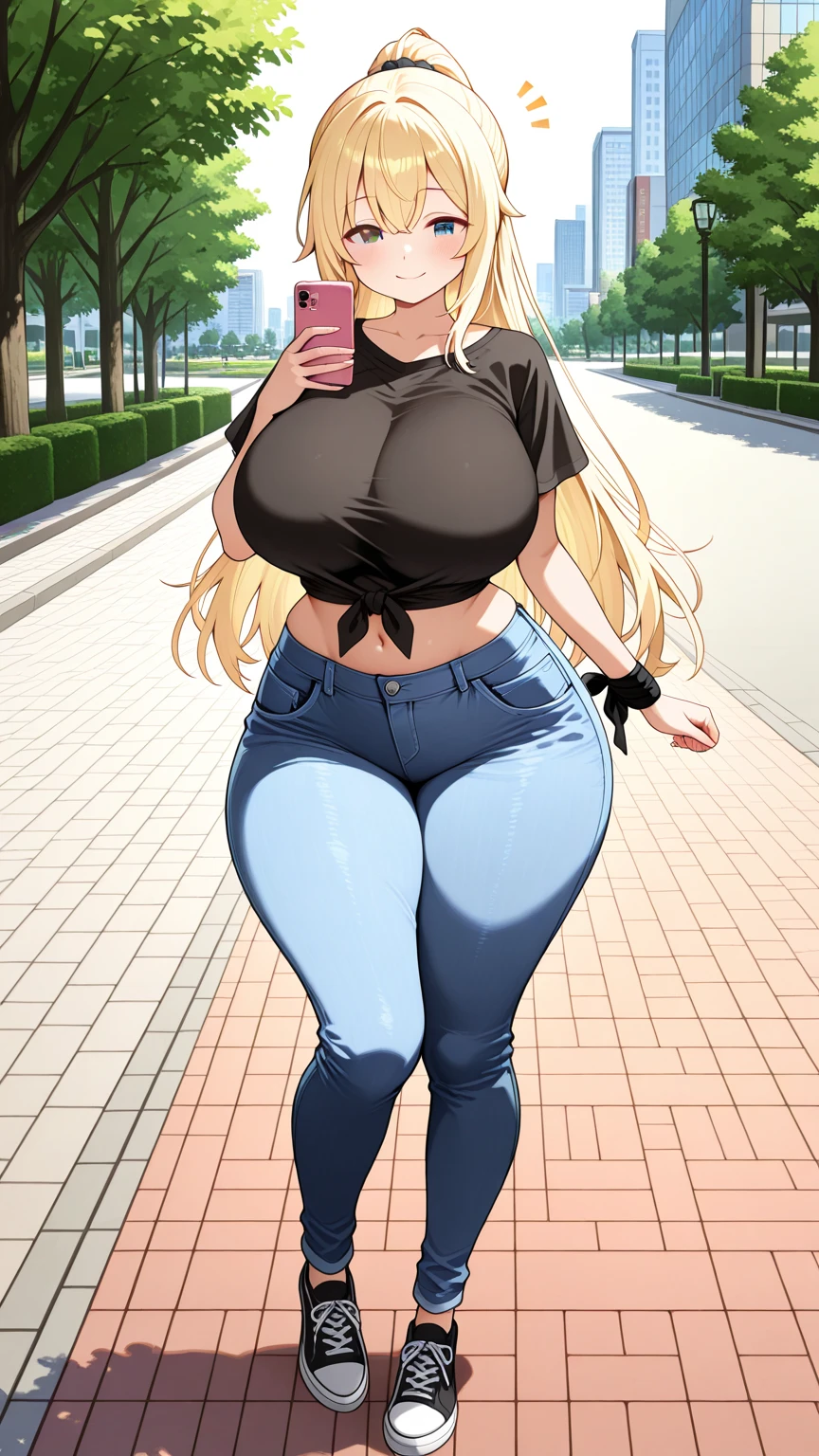 1girl, anime girl, anime, (dark skin), 2d girl, 18y, (fullbody), standing, anime girl, pensive, (blonde hair), ((black blouse)), Solo, Slim, large breasts, big , big Breasts, Tight Shorts, low waist shorts, upshorts, skyscrapers background, modern city, looking at viewer, darker shadows, (((Wedgie))), (((explicit))), (((shorts))), (((absurdres))), (((thigh gap))), (((cameltoe))), (((cleft of venus))), (((lowleg shorts))), (((innie pussy))), (((inniepussy))), (((innie_pussy)))