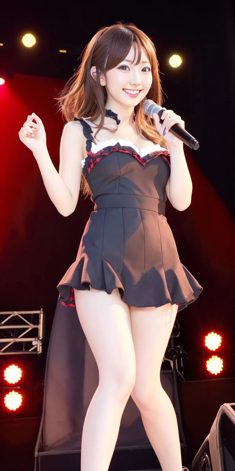 (masterpiece, best quality), high contrast, (4girls:1.2), anime wallpaper, lineup, Multiple_girls, idol outfits, (long skirt, frilly skirt:1.1), (from behind:1.2), stage, stage lights, concert, (crowd:1.1), dynamic pose, standing, woman, (headphones:1.1), (jacket, off shoulder jacket, sleeveless top:1.1), collared top, short hair, medium hair, sharp focus, light particles, (wide shot), sfw, detached collar, backboob, pantyhose,