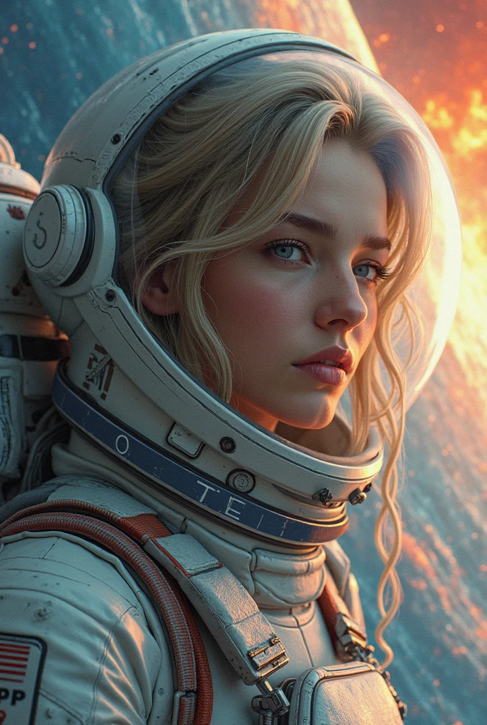 high quality, 1Woman, (((handsome blonde american Barbie as an astronaut dilf))), (((blue eyes)))