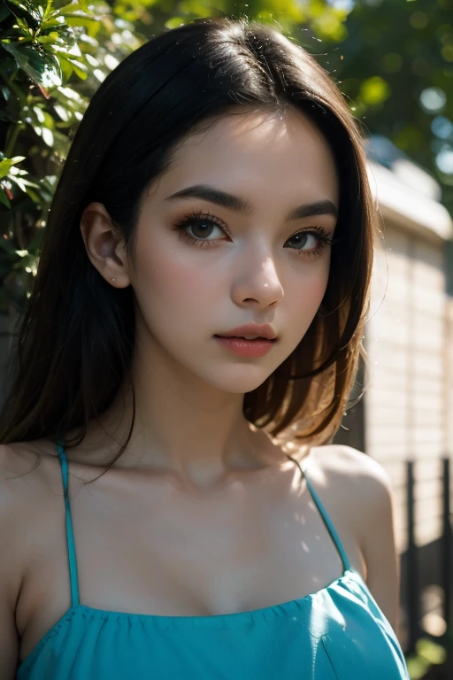 (Best image quality,4K,High Resolution,masterpiece:1.2),(Ultra-detailed, foto realista:1.37), A beautiful 18-year-old girl, (wears a delicately designed swimsuit:1.2), sitting in the studio, with hands clasped behind head, emphasizing her flat chested, Beautiful toned body and stomach,
muscular, seductive expression, provokanter Glamour-Shot, finely detailed large eyes, longeyelashes, thick eyebrows, (No make-up:1.4), (dark circles:1.1), (Bun hairstyle:1.36), (Ultra-detailed moist skin texture:1.1), bright colours, soft and warm lighting, Seductive look, which invites the viewer, sexy and seductive atmosphere. (Not suitable for work:1.2), (flat chested:1.2), (small breasts:1.2), Artistic photographs, that capture their inner spirituality. She giggles