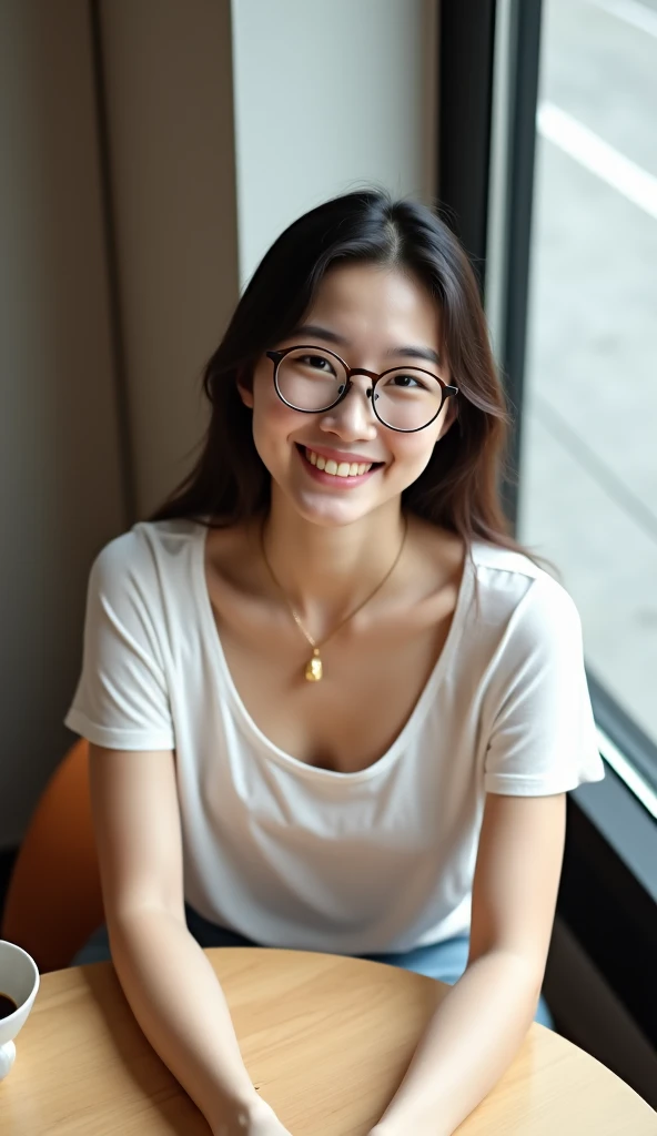 Lusty Cute hot asian girl wearing glasses