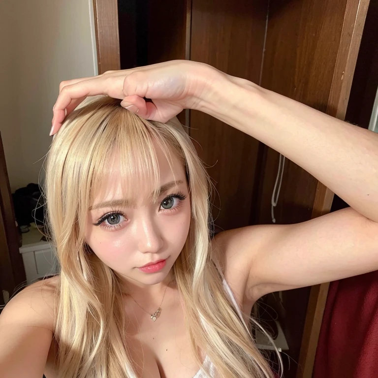 730717681 Only one woman, alone, blonde、radiant beautiful skin、big breasts、outstanding style, Pasture, back button tops, highest quality, ultra high resolution , Upper body