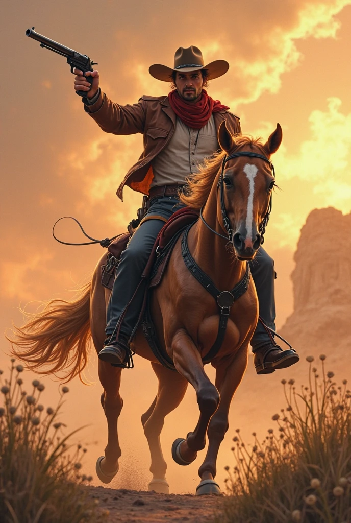 the fastest gun in texas, wild western fighting scene realistic cartoon, sudden, western character