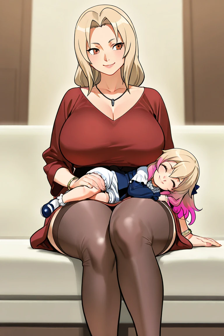 score_9, score_8_up, score_7_up, score_6_up, score_5_up, score_4_up, (source_anime), 2girls, (girl, Short hair, Little ??? girl body, small breasts, {sucking breasts}). (adult woman, long hair, massive breasts, Tall stature). Yuri , age difference, size difference, breast sucking, breast milk, tongue, far, full body, big Couch, Lap