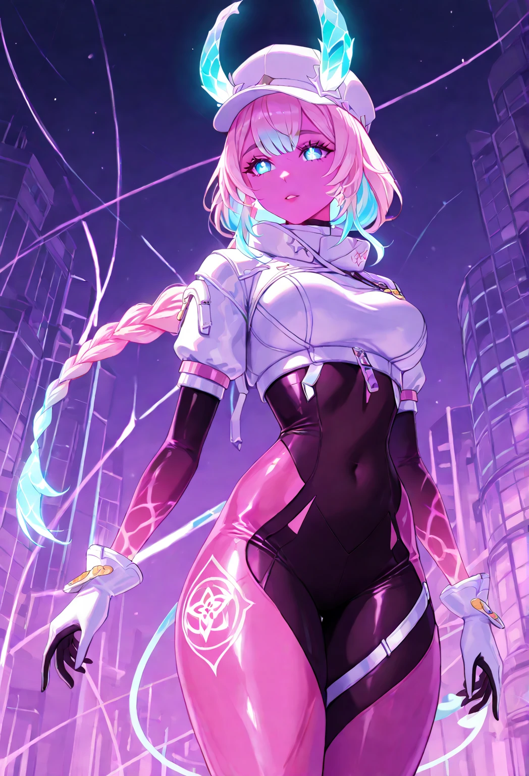 <lora:RetrowaveTech-20:0.8>,retrowavetech , virtual, vaporwave,wirefrme ,see-through, transparent, hologram,
1girl, tattoos, glowing tattoos, glowing eyes, colored glowing hair , shorts,
<lora:AnatomicTech-20:0.8> AnatomicTech, blood vessels,