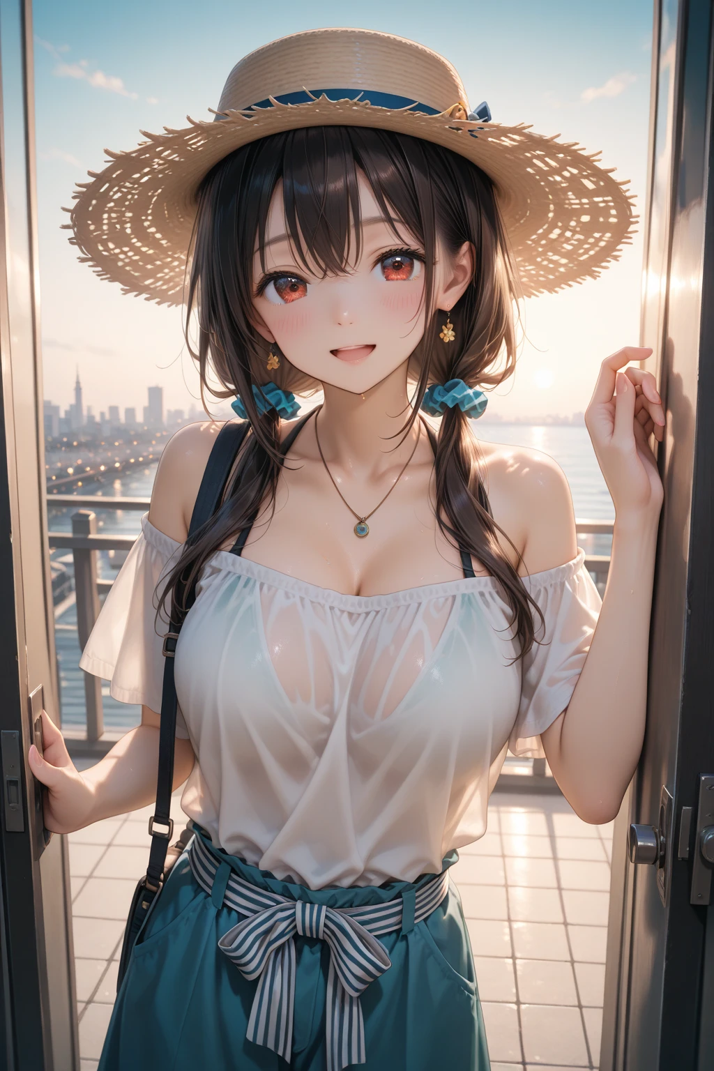 （chainsawman、Makima）、Brown skin、Japan schoolgirl uniform、（Orange braid）、Young、Cute、a beautifulchi girl、Perfect style、HugeBoobs、Emphasizes cleavage、deadpan、Realstic、Realistic、８ｋ、intensely detailed、HighestQuality、Top image quality、UltraHighResolution、A masterpice、only girl、（Snowy mountains in the background）、