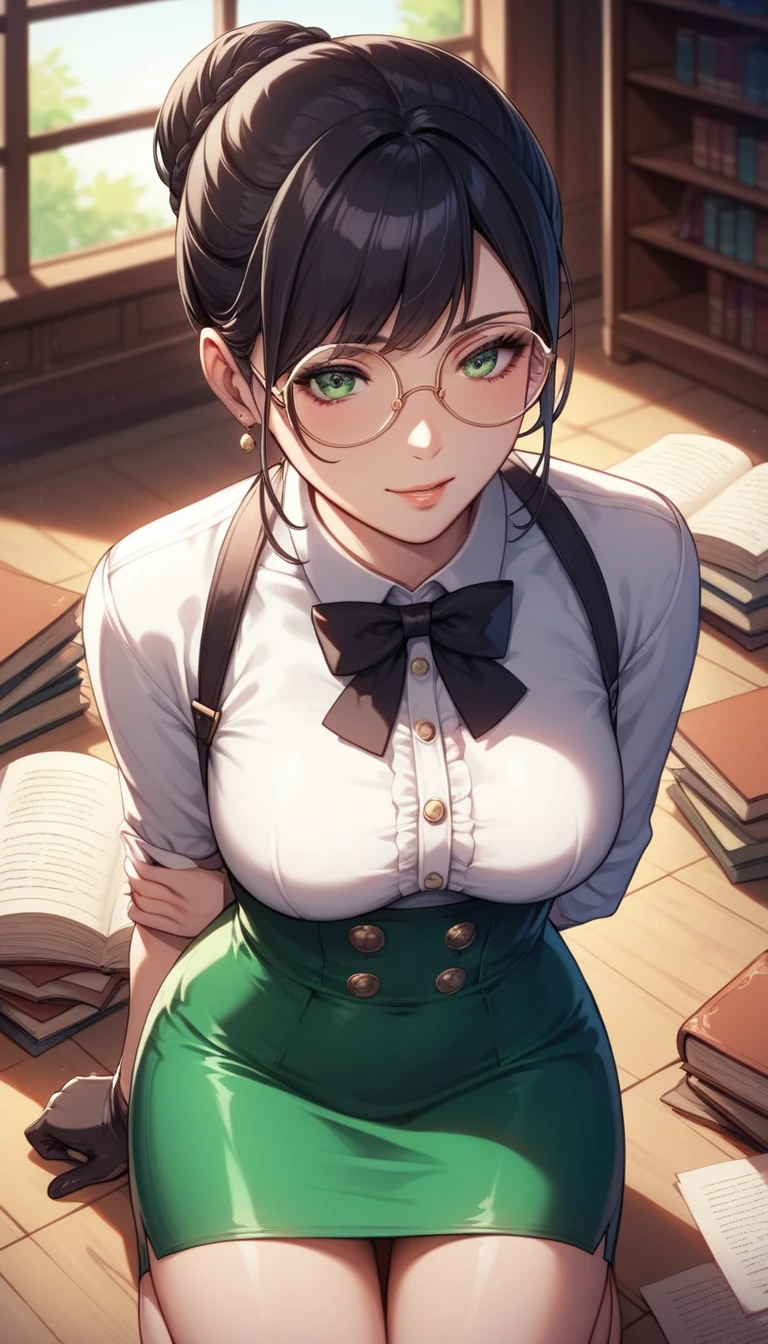 ((Resting with her breasts on a wooden table:1.5))、(Support your breasts on the table:1.5)、The lower breast is pressed against the table、Upper body close-up、((night))、(restaurant)、(Wooden chair)、Black choker、((Beige knee-length short-sleeved dress))、(corset)、((Long blue hair))、Blue-green eyes、Severe myopia、(Red-rimmed glasses)、Big Breasts、Baby Face、((Tired look))、beautiful teacher、24-years-old、((highest quality))、((High resolution))、anime、(White off-shoulder)、Medieval Europe、After meal