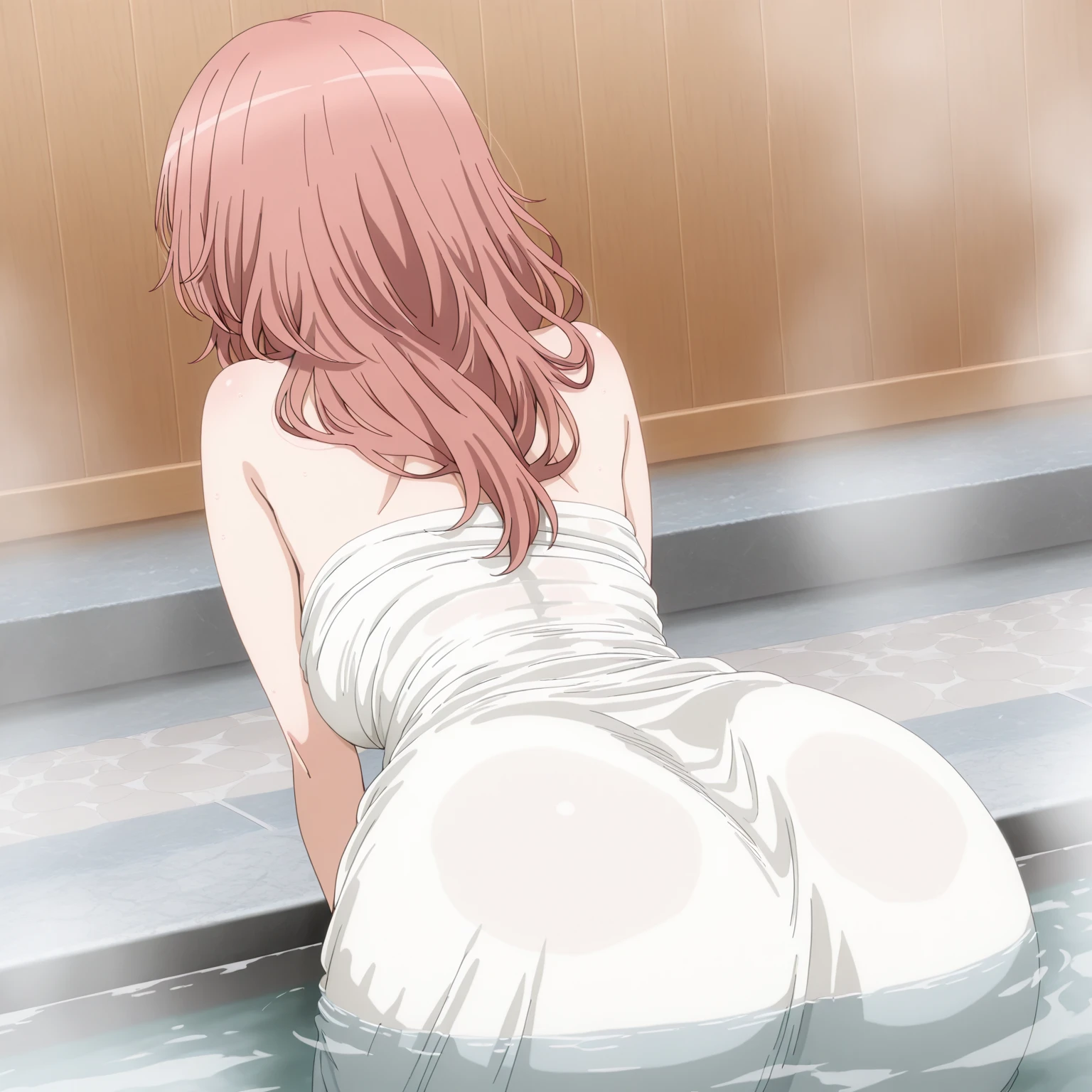 score_7_up, BREAK source_anime, MakimaV4XL, 1girl, solo, looking at viewer, smile, blush, (wet, wet hair), (white towel:1.1), indoors, ((shower, water)), profile, from below, dutch angle, water flowing, water tear, drop, (legs, legs shot:1.3), <lora:MakimaV9XL-TEST4REAL:1>