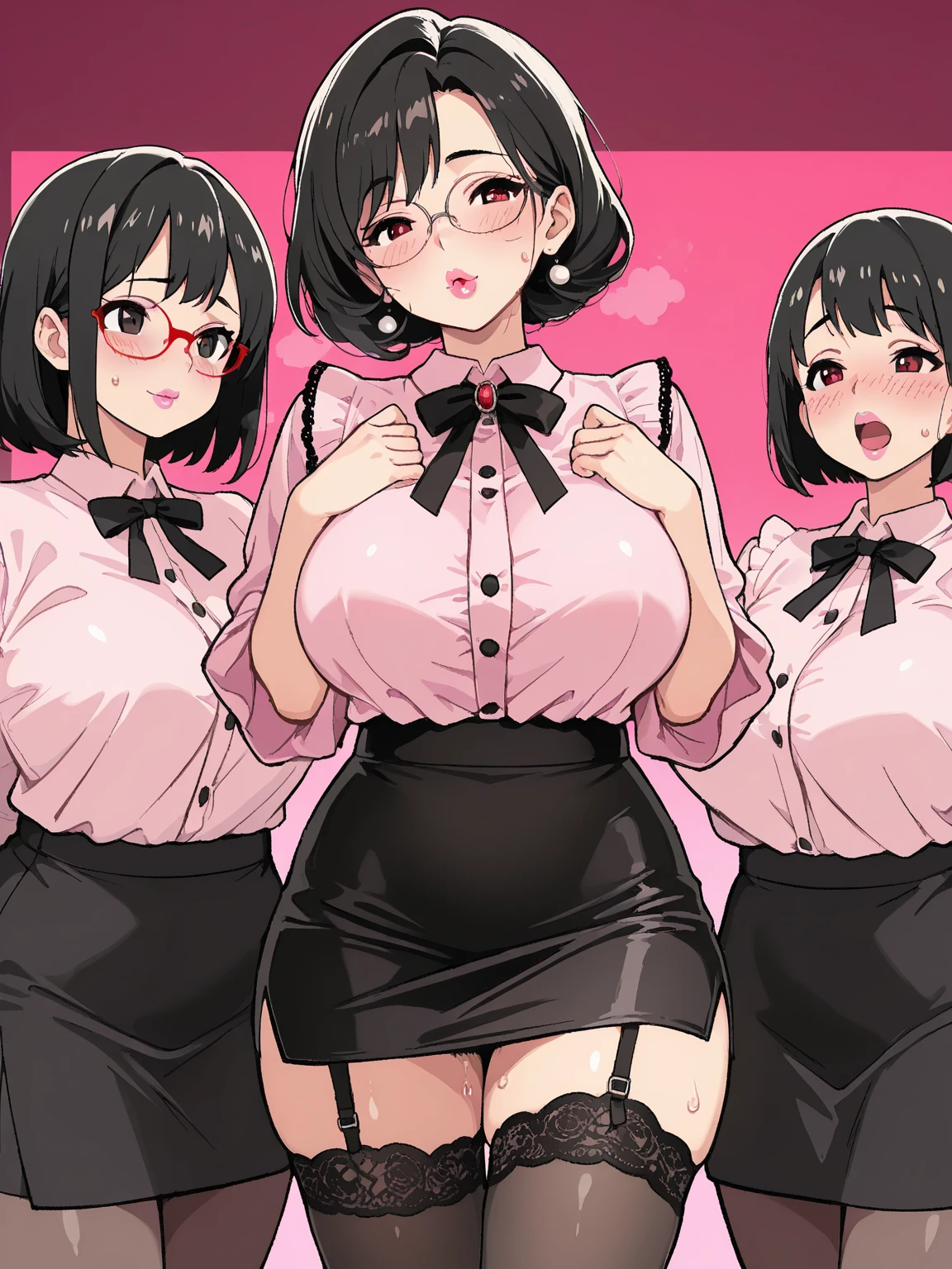 Anime-style image of a woman wearing a short skirt and glasses, hyperRealistic , a hyperRealistic , chic, Realistic , , Gwaiz, artwork in the style of Gwaiz, (SFW) Safe at Work, [ 4k digital art ]!!, Short full body portrait!,(masterpiece), (One serious civil service commissioner: 1.3), (Super thick and plump body: 1.3), (Huge breasts and buttocks)), (Small Head: 1.2), (Very small uniform)), (Shiny skin: 1.2), (A speech while crouching in the stands in the schoolyard in the morning)), {fat},1boy, penis, doggystyle, from behind, spreadassms, chubby body, fat body, short,ultra detailed, masterpiece, best quality, blush, a woman, rolling eyes, open mouth, school girl, wearing , wearing glasses, classroom, sunset, light particles, hdr, brown grey hair, midium wavy hair, shiny hair, bang, single braid, clear grey eyes, Smiling Kiss, Tongue Out, アニメ ,orgasm face, sexual climax, bitch, back shot, back view, low angle, from below, back view, arched back, looking back, all fours, chubby body, BIG ASS , saliva, BBW, slender waist, anal, seiza, hands on head,white eyes, Hand Drawn, Showing Ass, Bobcut, Knee socks, (Super thick and plump body: 1.3), Butt sticking out, Close your legs, seiza, spread legs, pleated skirt, Stretch your arms back, long pleated skirt, I can&#39;t see your butt, Buttocks hide, Arms folded behind back, Super big butt, Awesome numbness , Plump , Chubby, Butt sticking out,