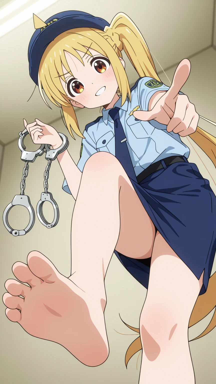 naked、handcuffs、Crying face、sit