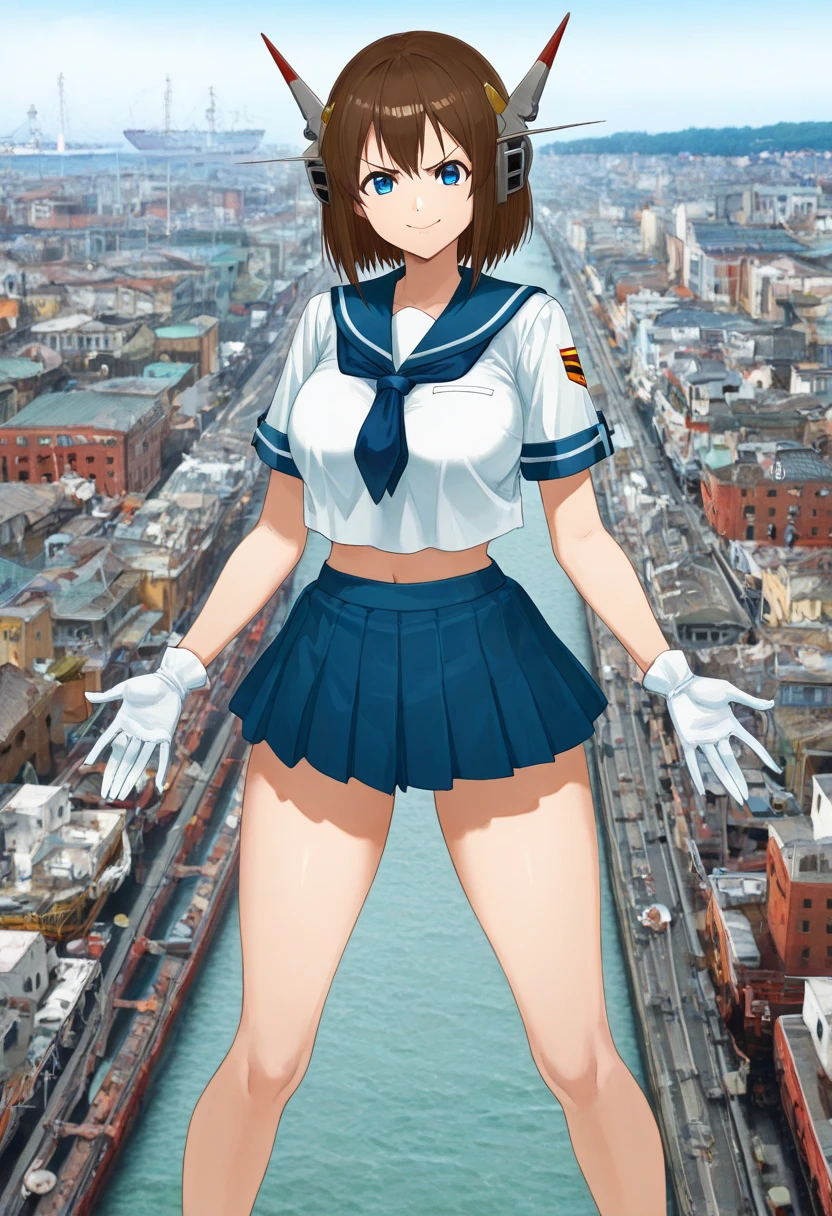 A thin female student with small breasts,nsfw,selfie,I'm with my friends,{I'm smiling a lot},peace sign,large crowd of people,spread legs,sailor suit,city